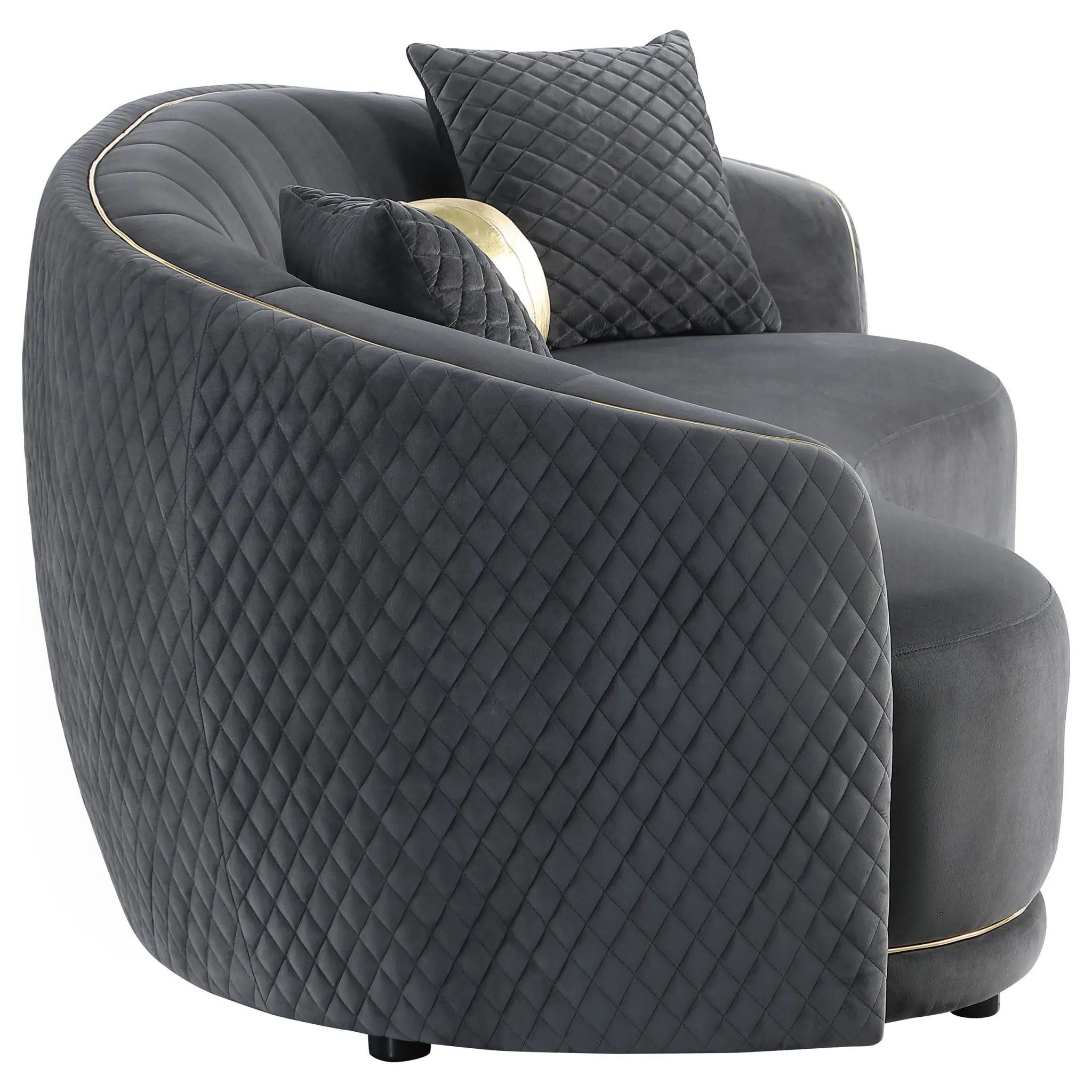 Brookside Velvet Curved Sofa Dark Grey - Image 8