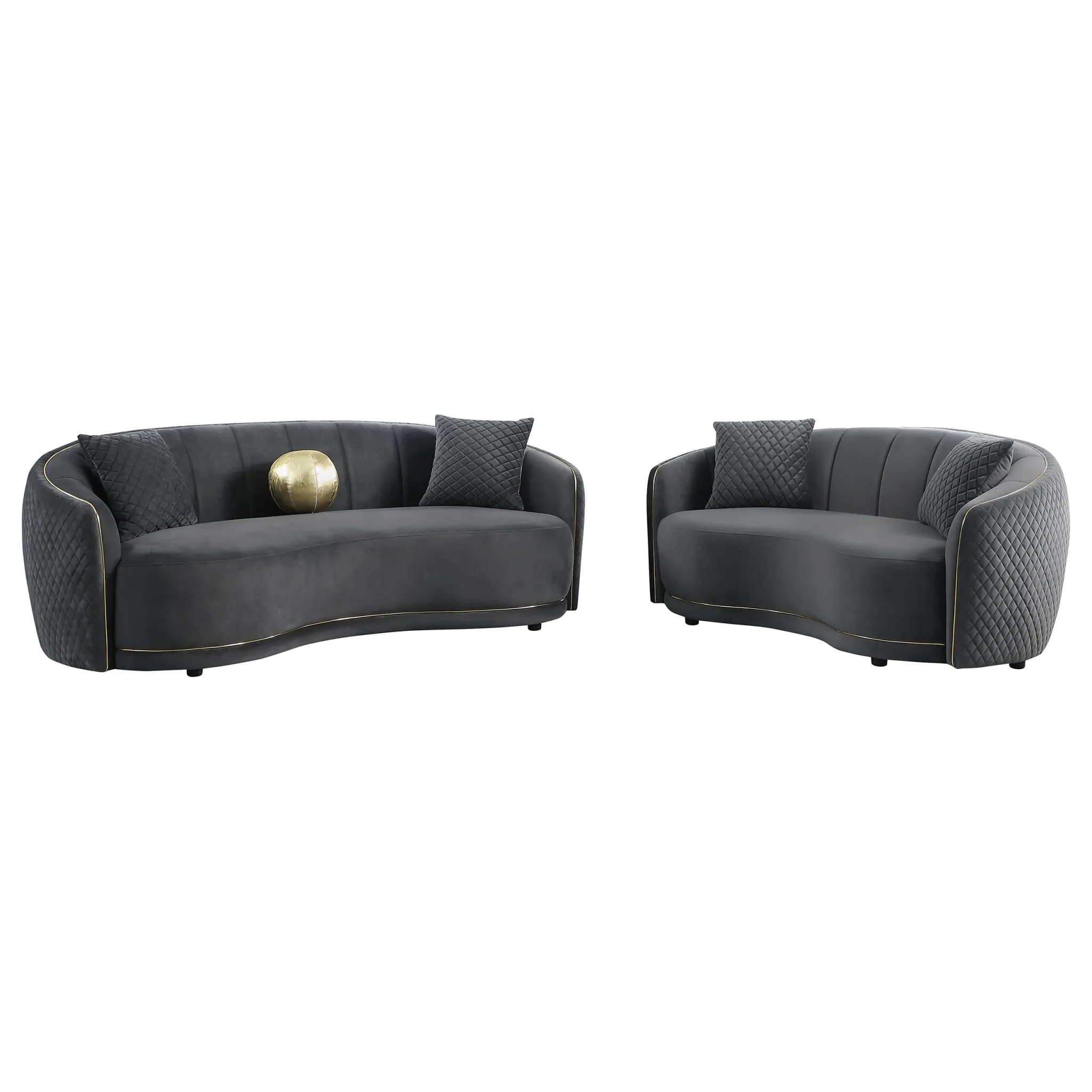 Brookside Velvet Curved Sofa Dark Grey - Image 13