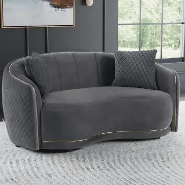 Brookside Velvet Curved Loveseat Dark Grey