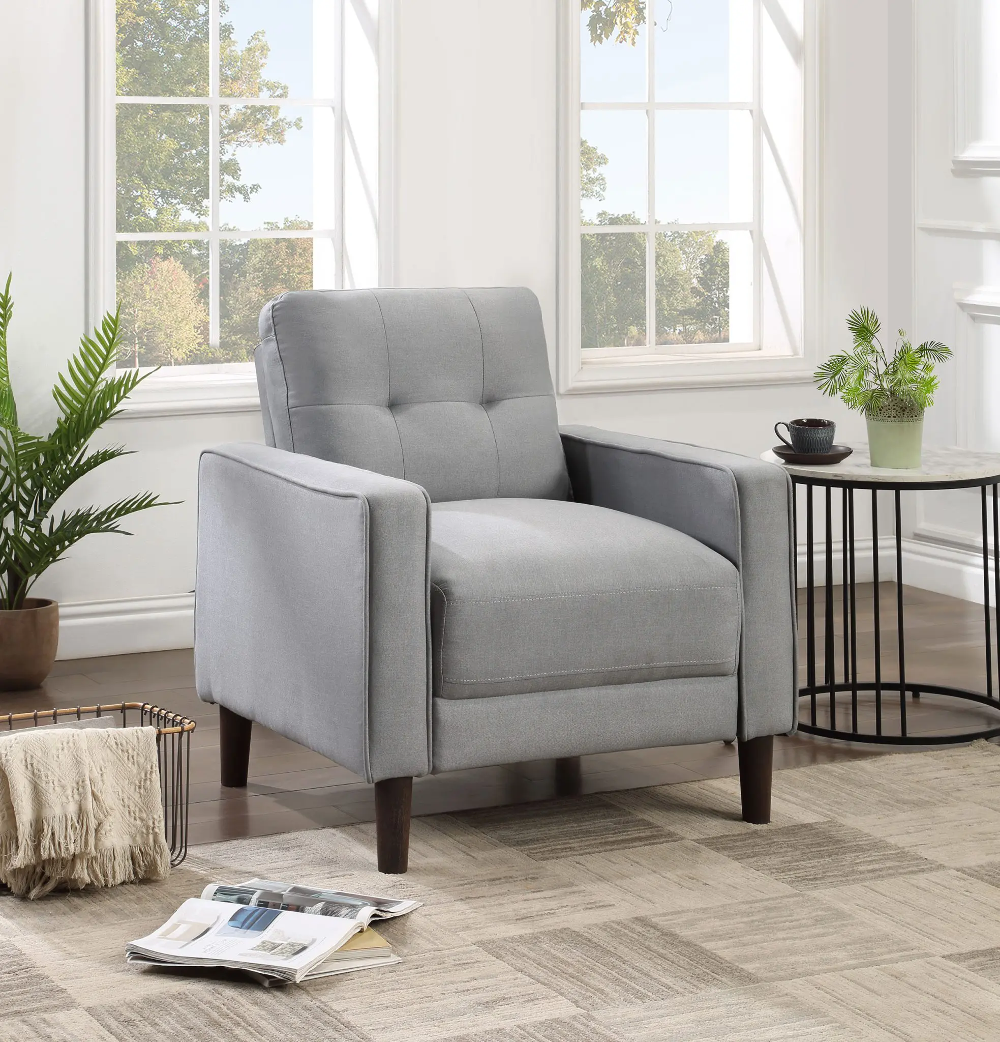 Bowen Track Arm Accent Chair Grey