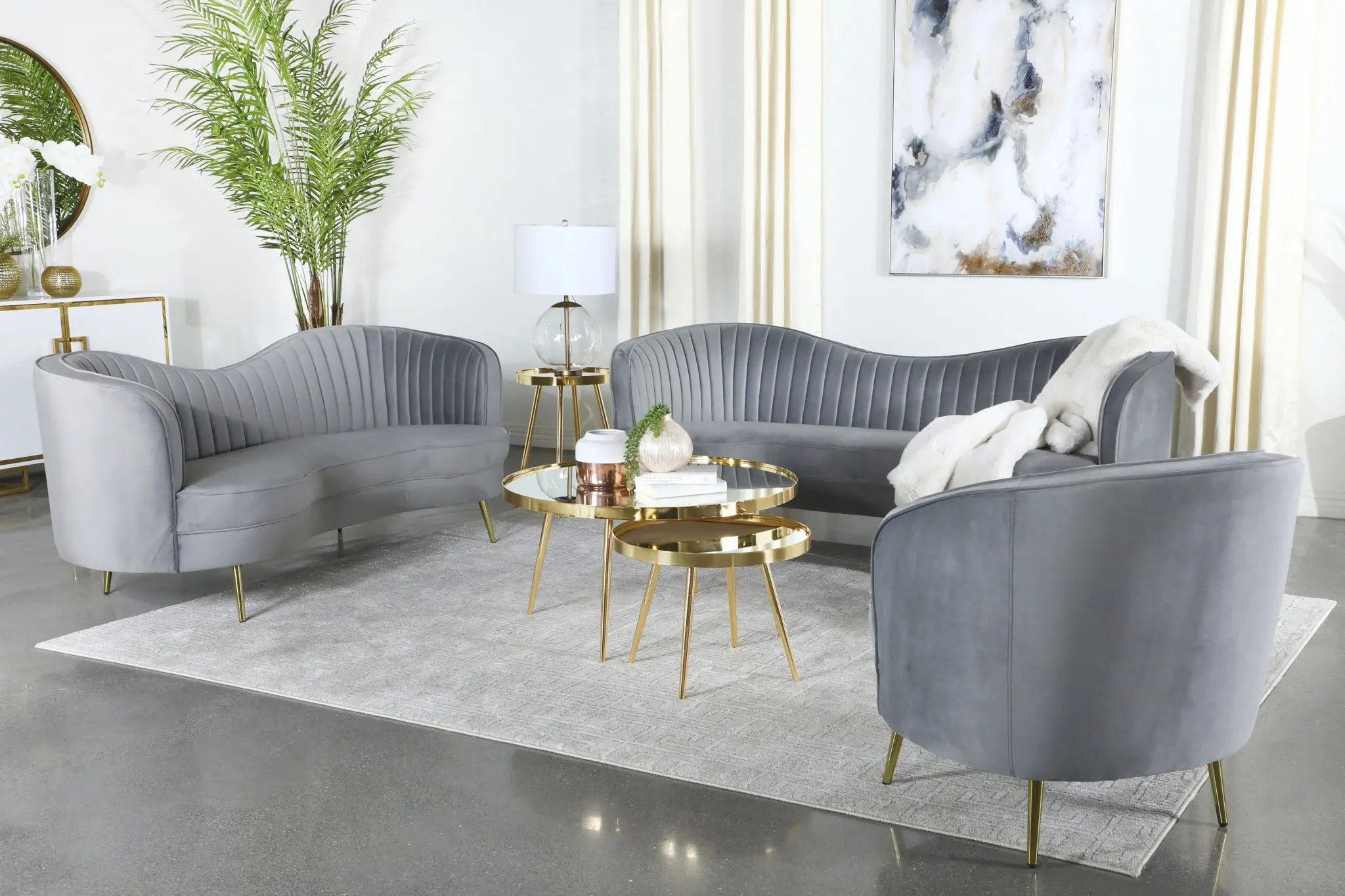 Sophia Mid-Century Sofa Grey - Image 10