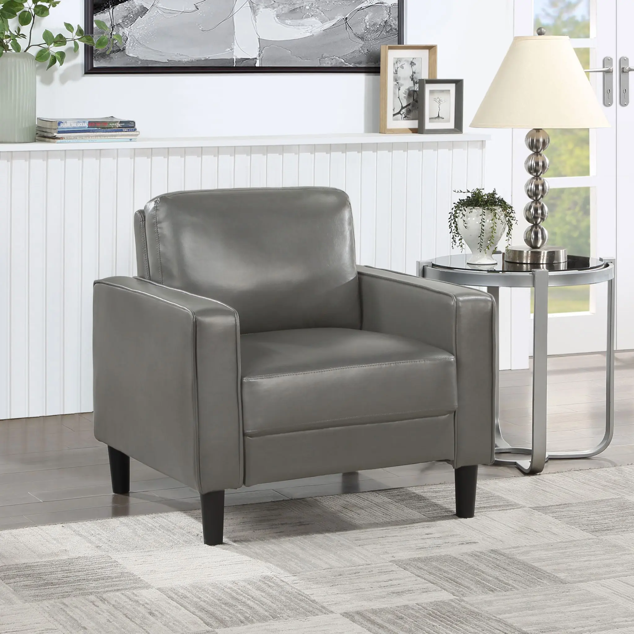Ruth Faux Leather Track Arm Chair