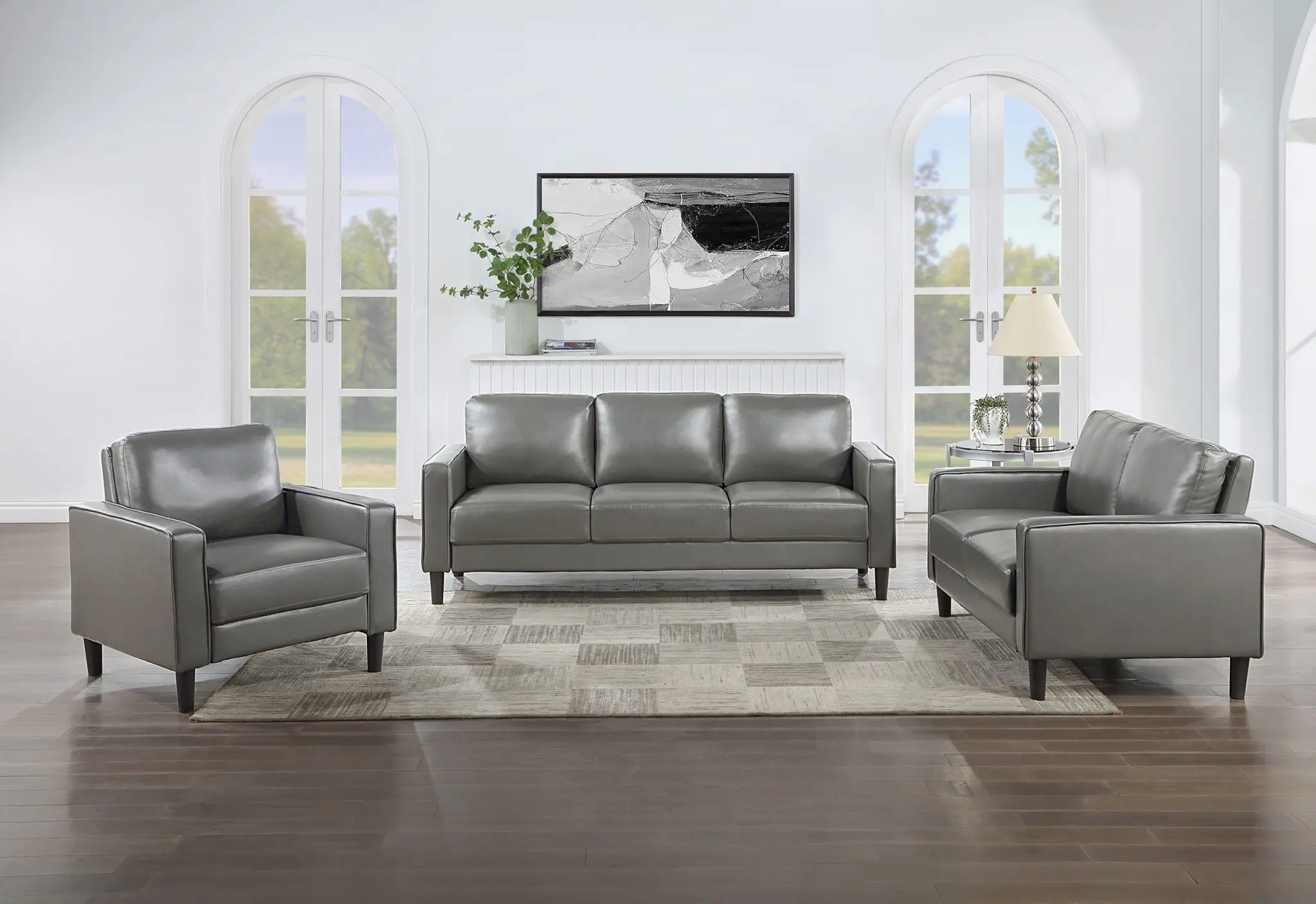 Ruth Faux Leather Track Arm Chair - Image 11