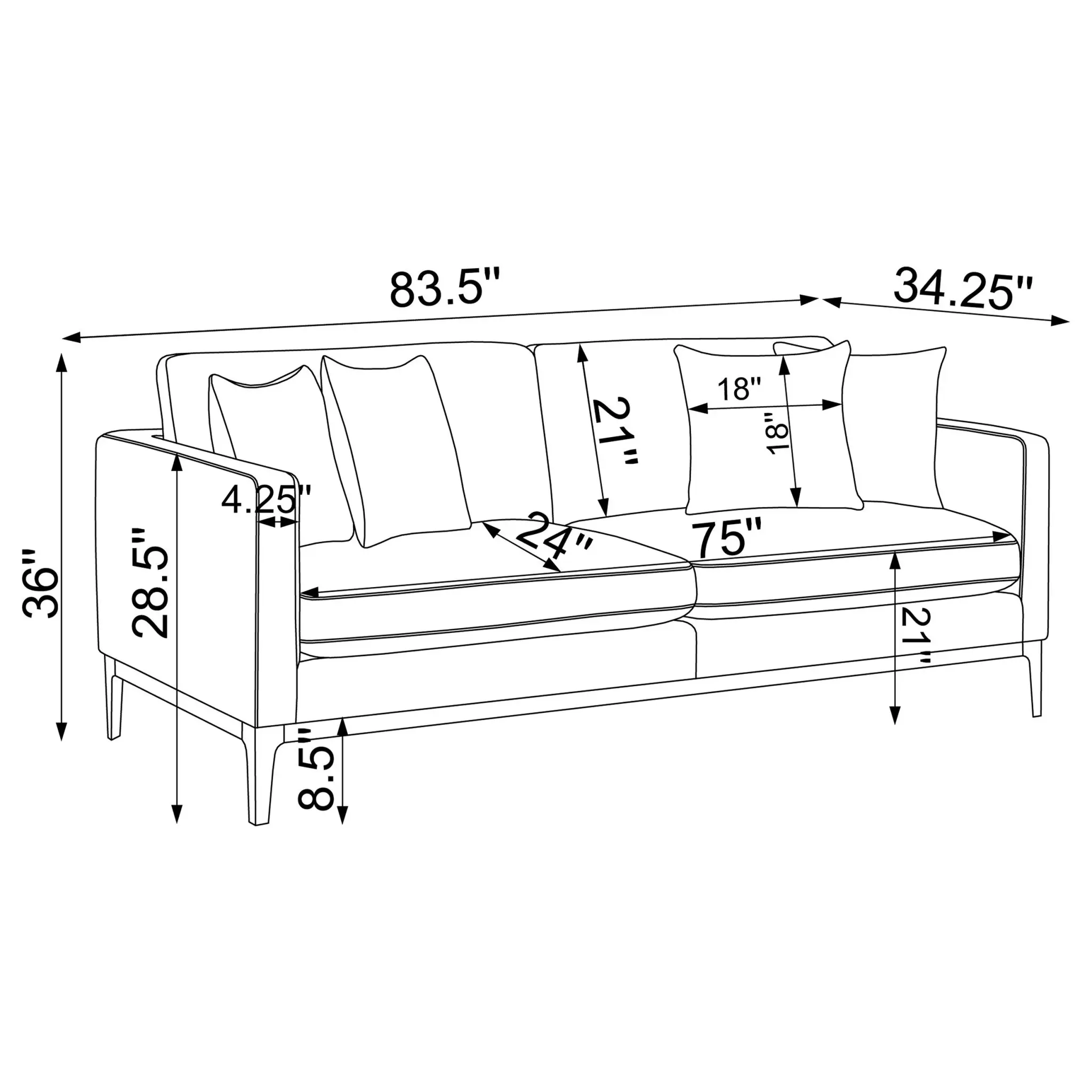 Apperson Track Arm Sofa Light Grey - Image 11