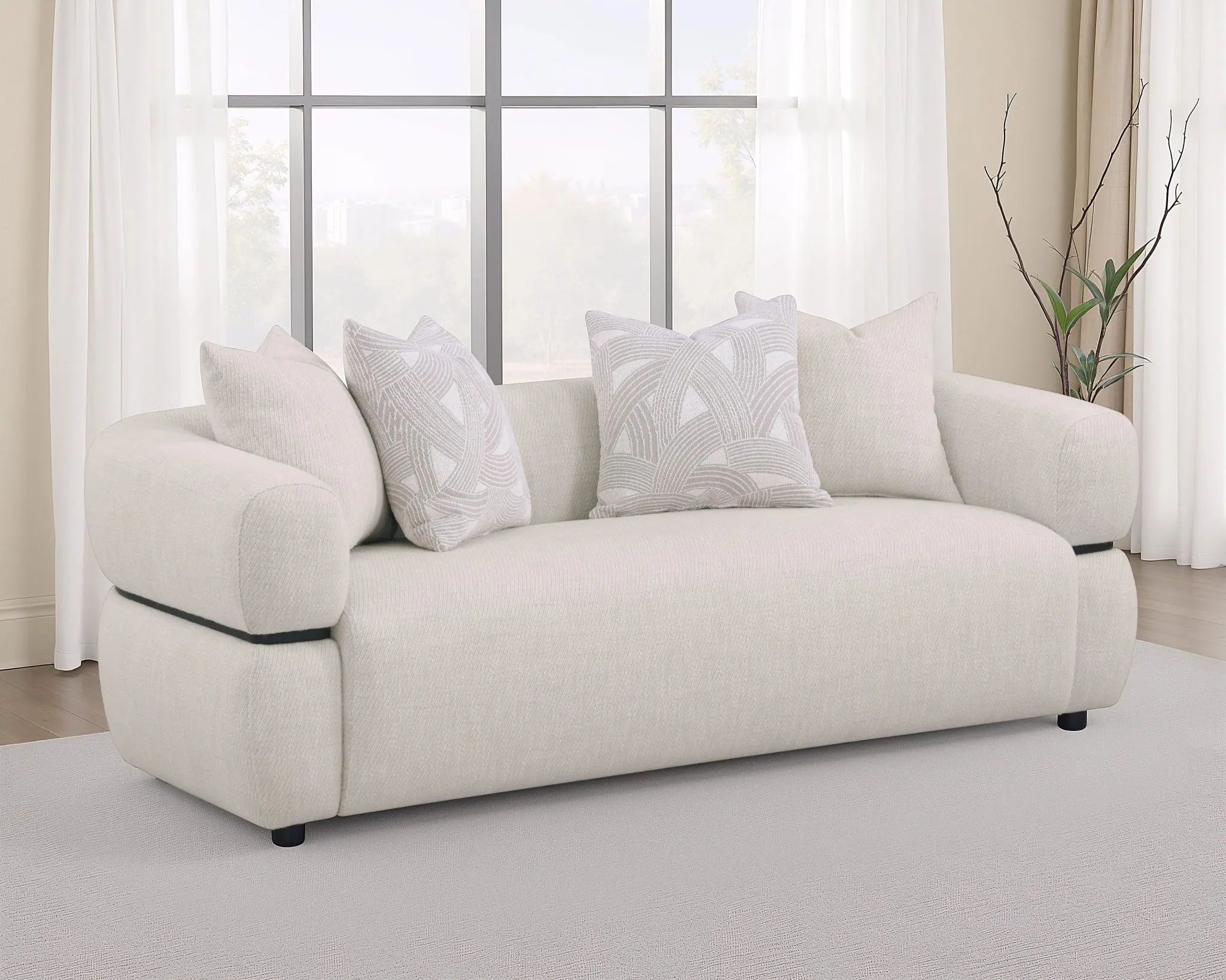 Jeanette Round Track Arm Sofa Beige