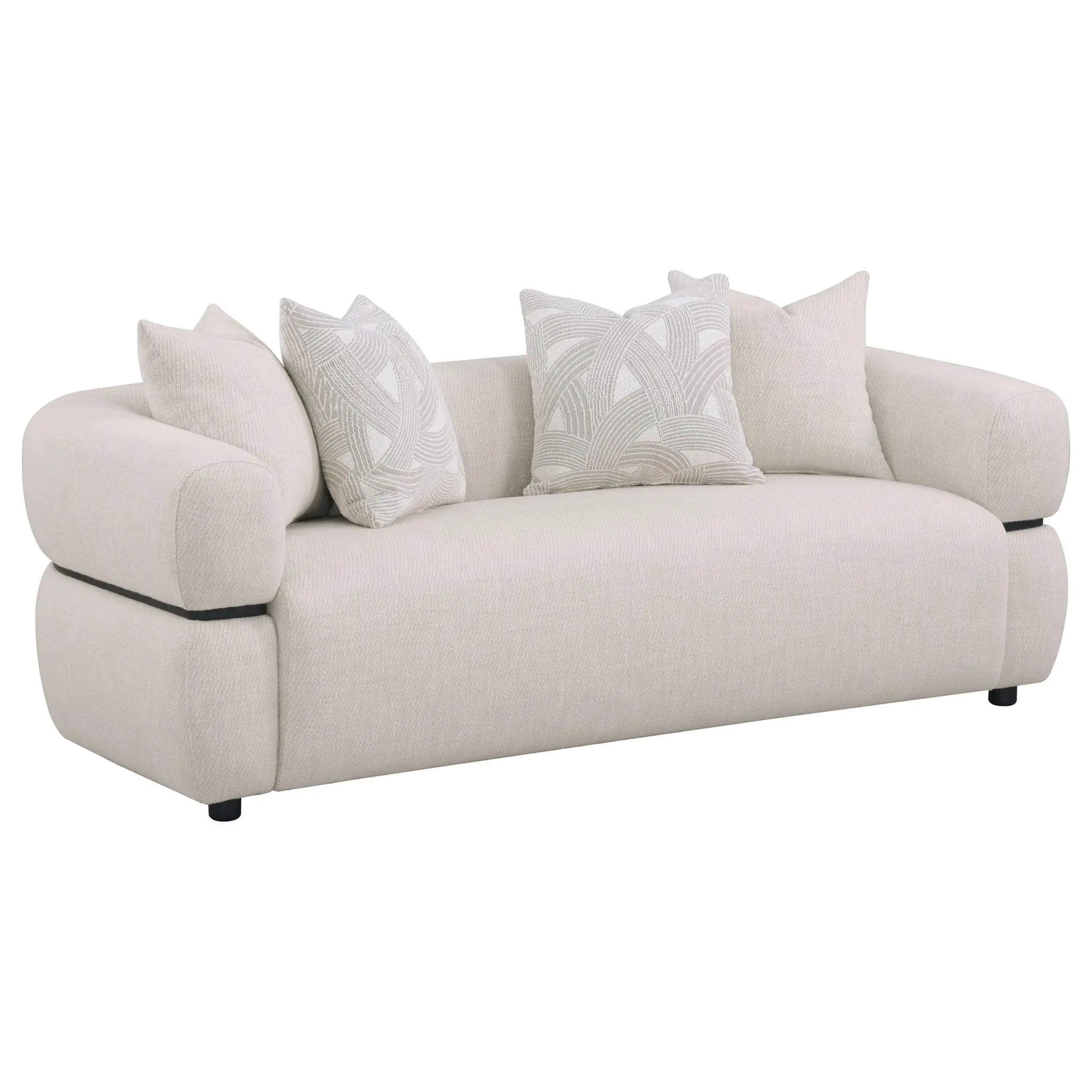 Jeanette Round Track Arm Sofa Beige - Image 2