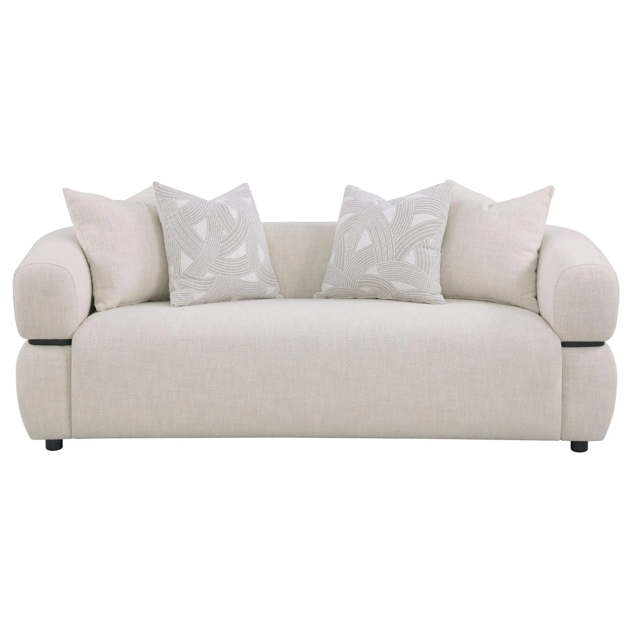 Jeanette Round Track Arm Sofa Beige - Image 3