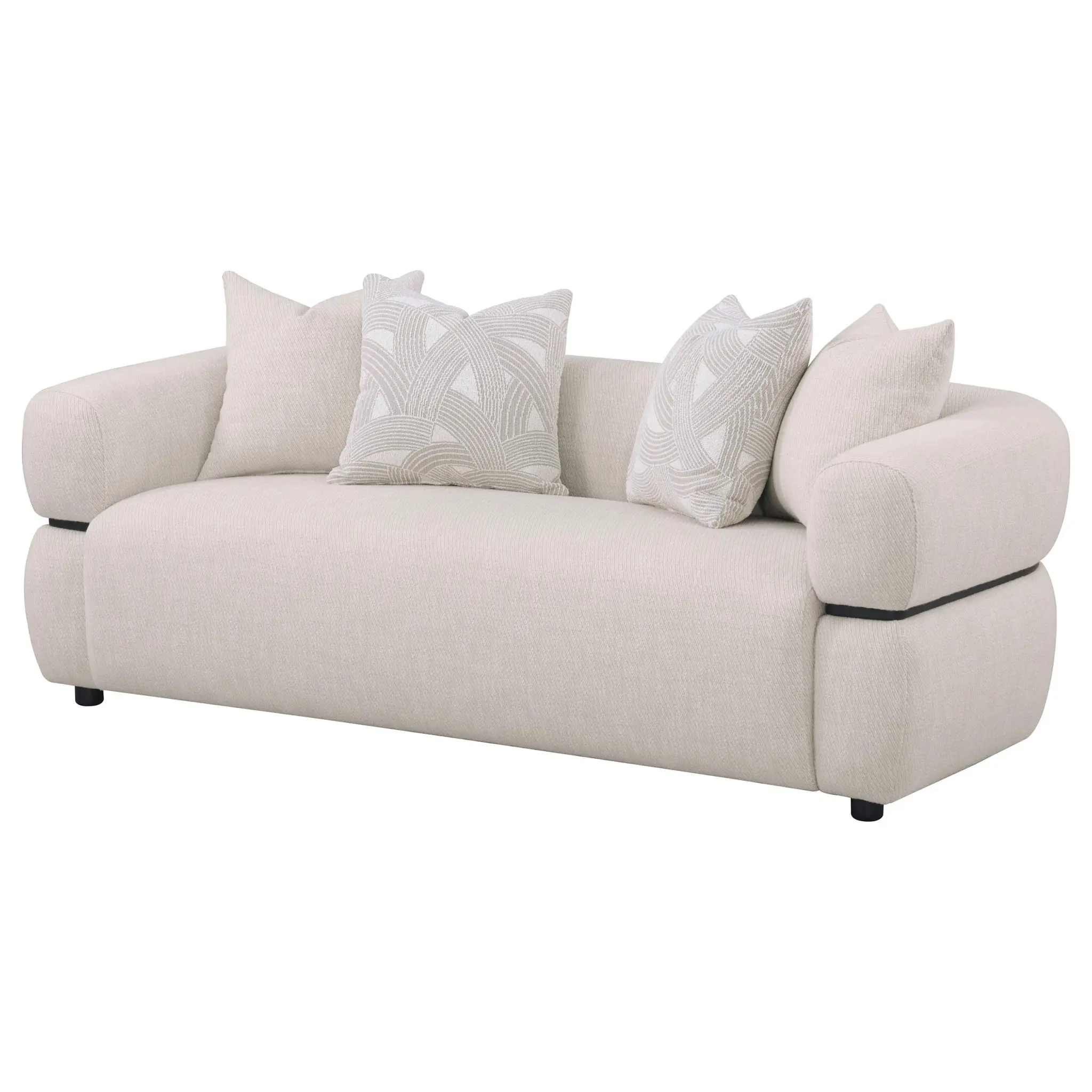 Jeanette Round Track Arm Sofa Beige - Image 4