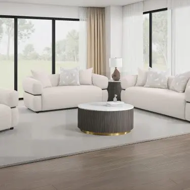 Jeanette Round Track Arm Sofa Set Beige