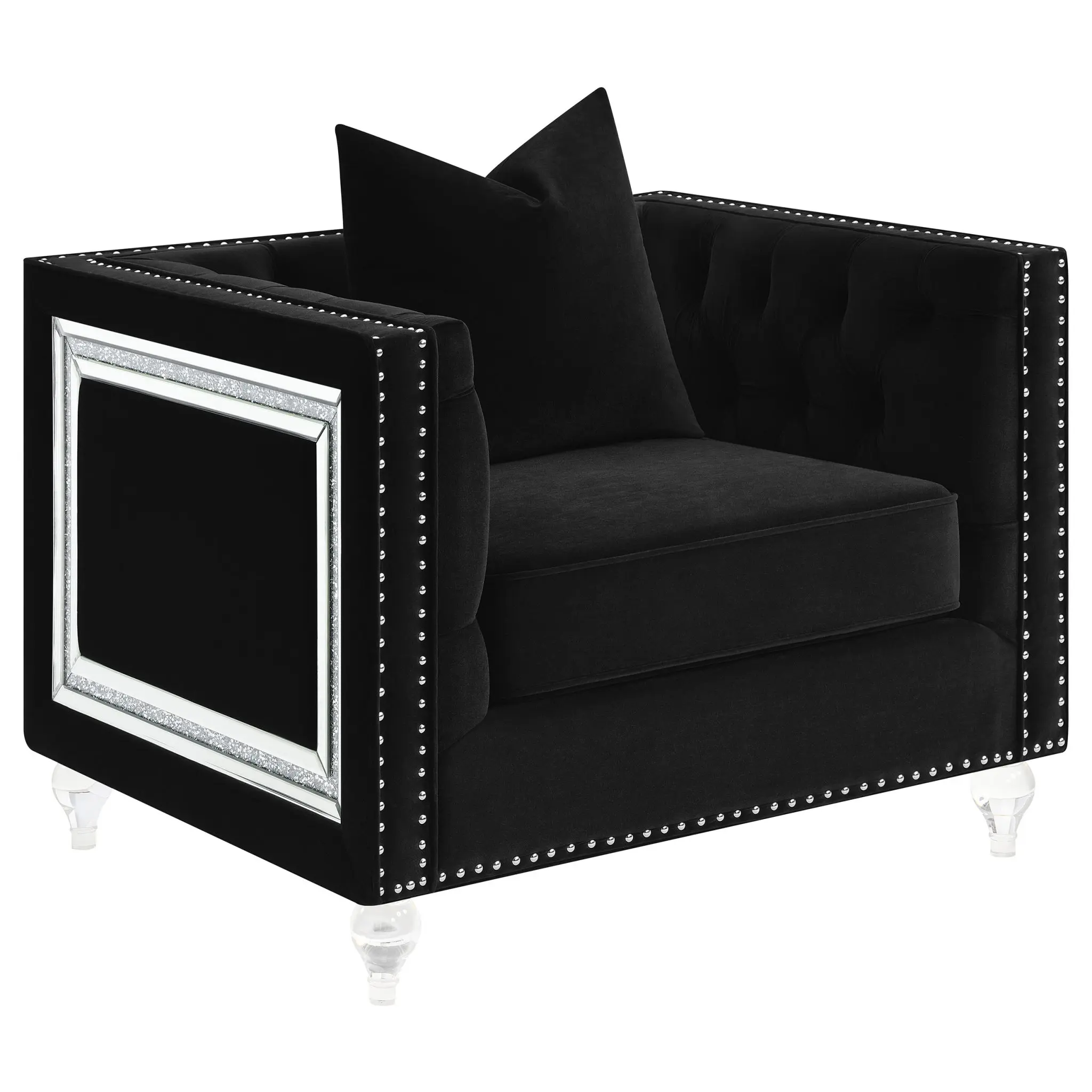 Delilah Tuxedo Accent Chair Black