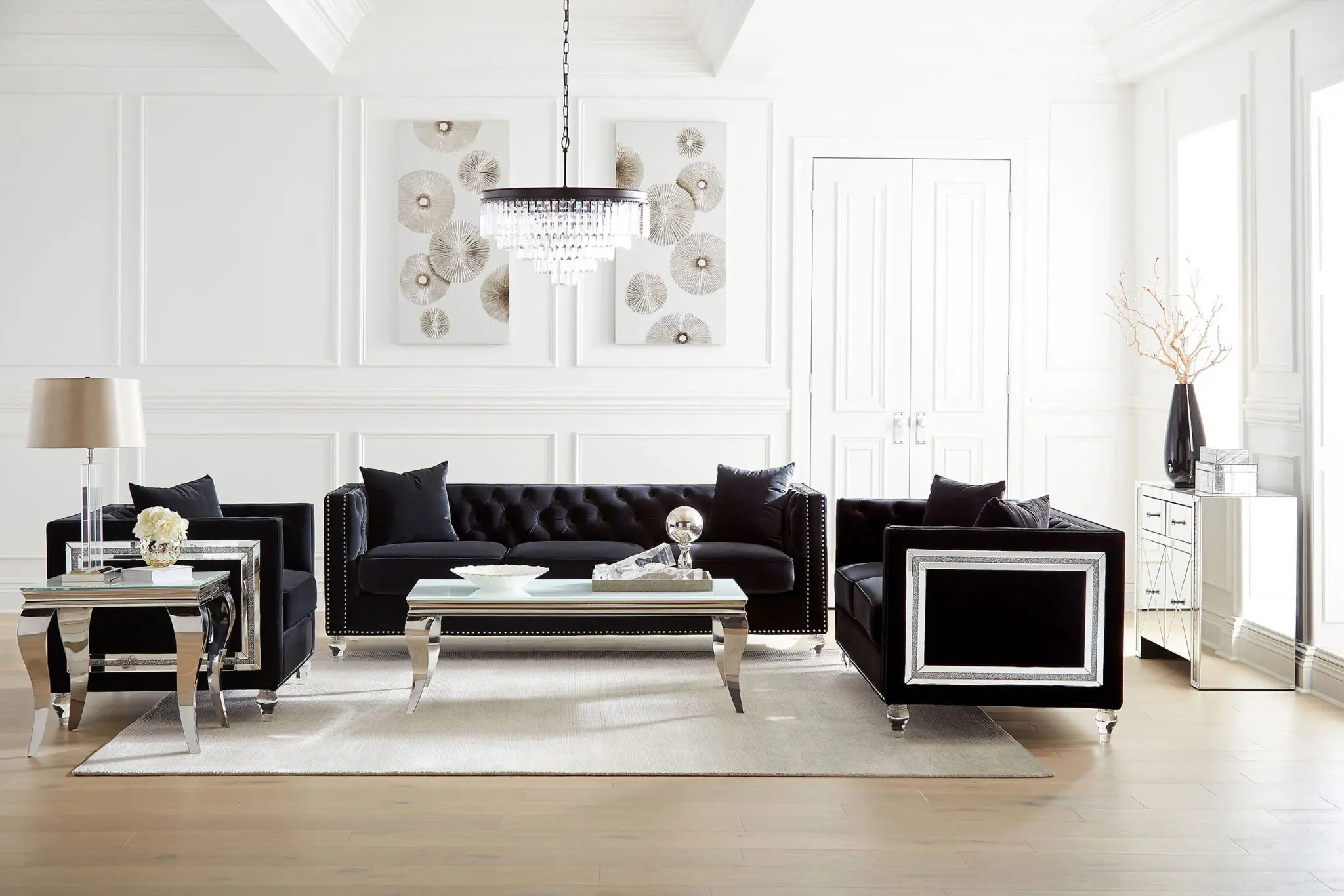 Delilah Tuxedo Accent Chair Black - Image 13