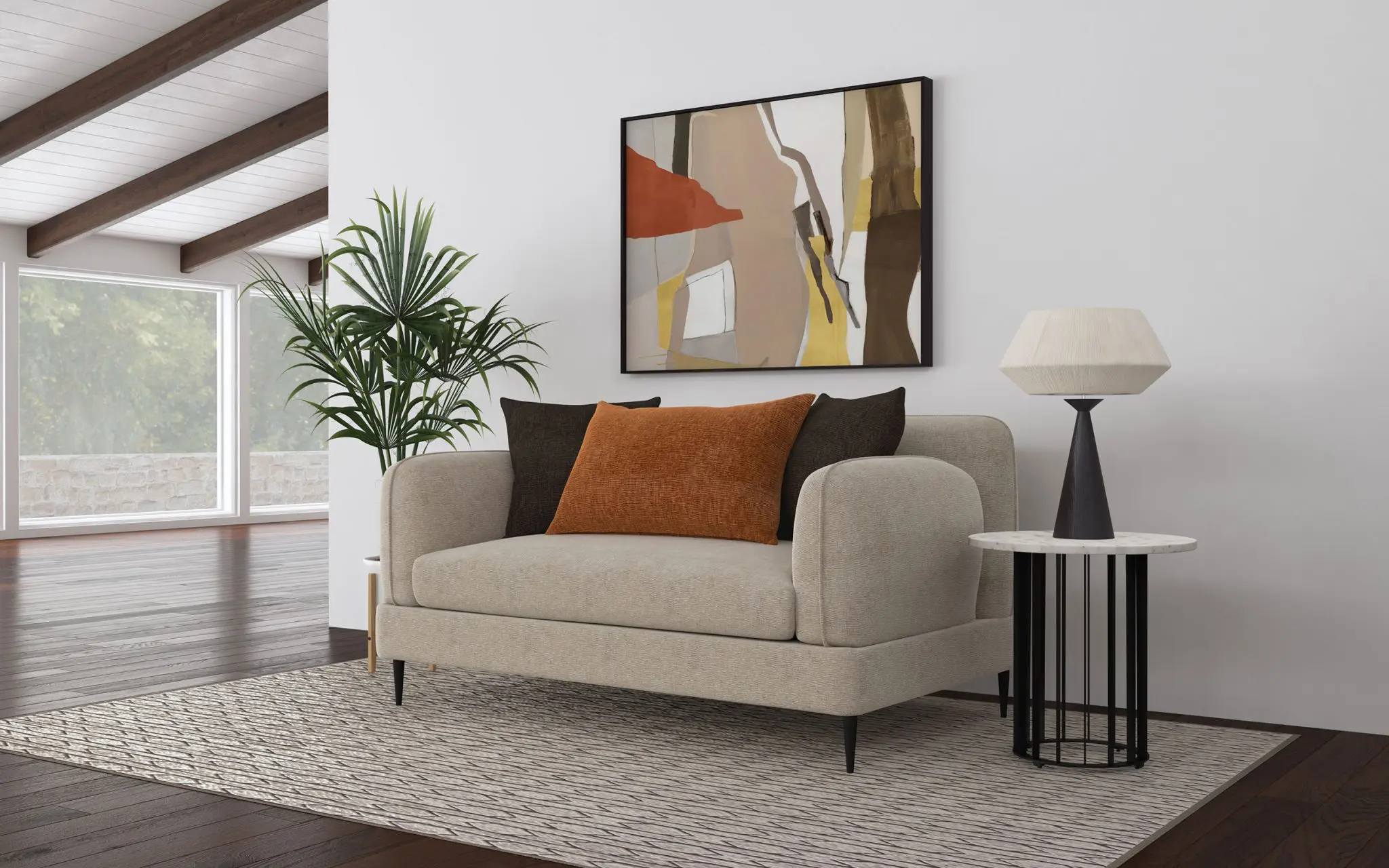 Jade Padded Arm Loveseat Latte