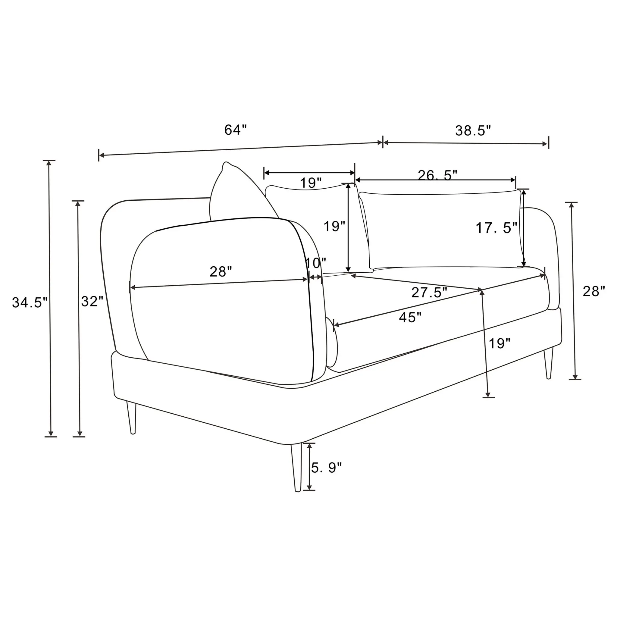 Jade Padded Arm Loveseat Latte - Image 14