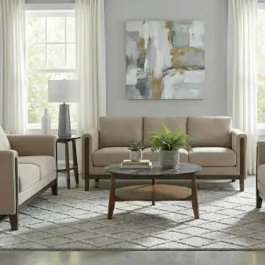 Islington Panel Arm Sofa Set Taupe