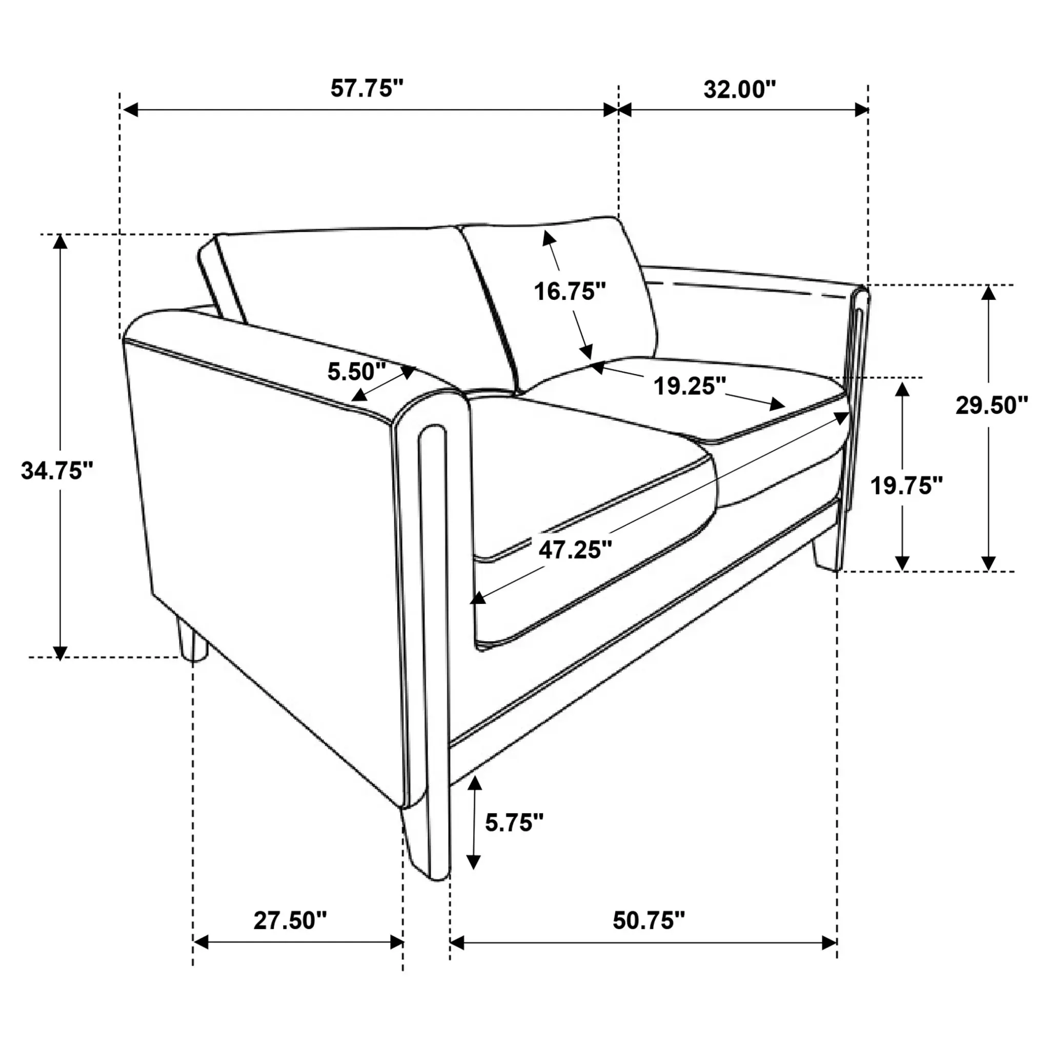 Islington Panel Arm Loveseat Taupe - Image 8