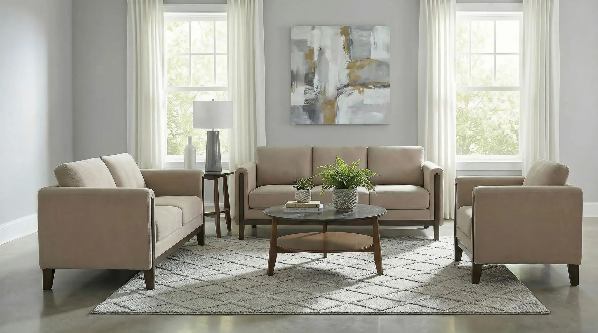 Islington Panel Arm Loveseat Taupe - Image 9