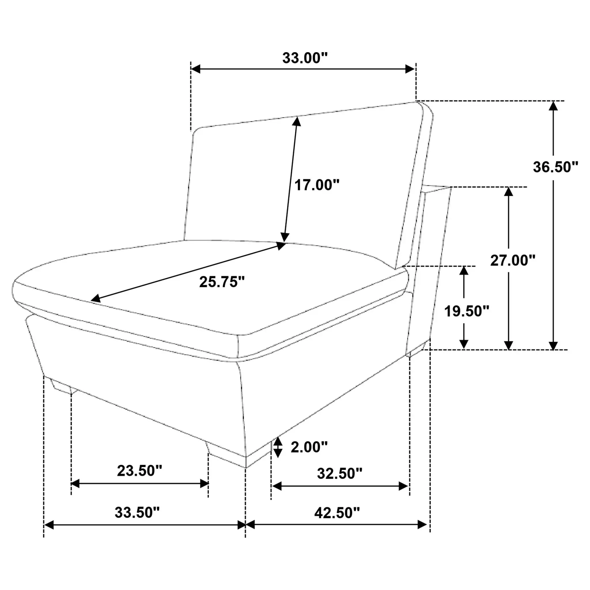 Lakeview Armless Chair Ivory - Image 7