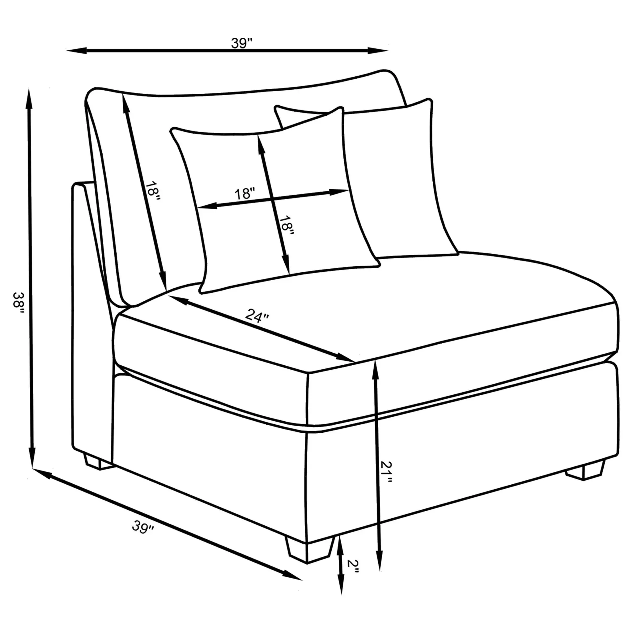 Cambria Armless Chair Grey - Image 14