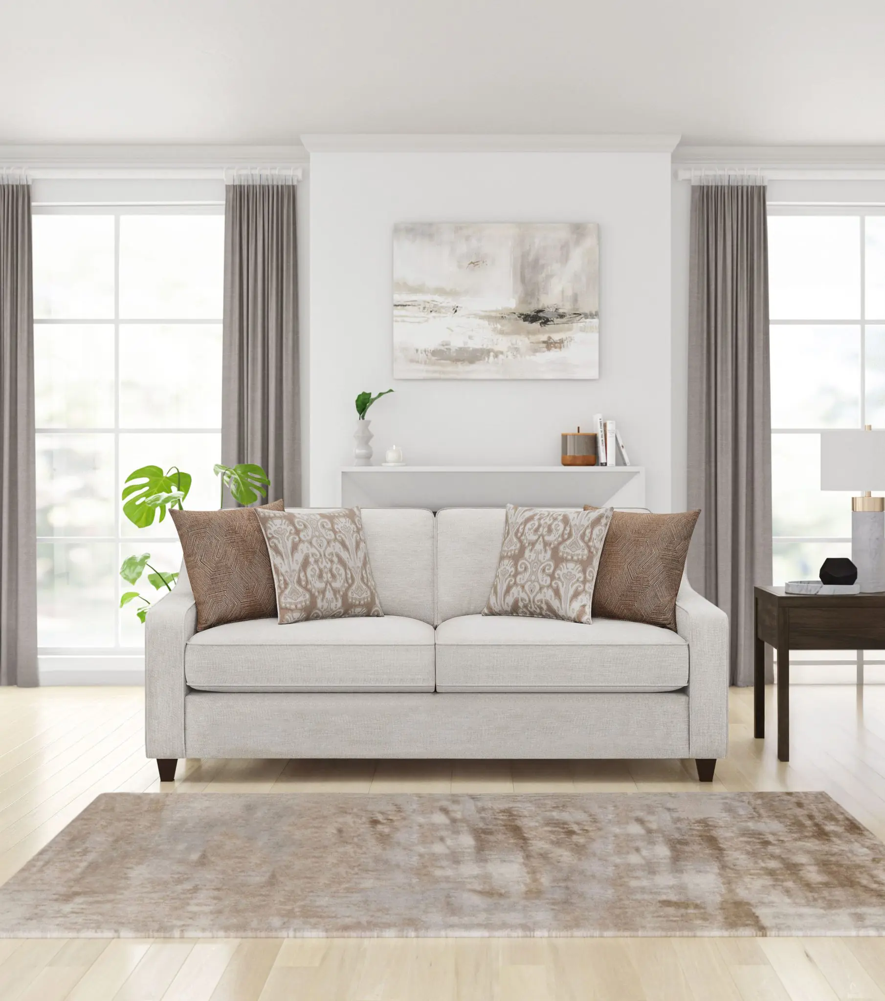 Christine Sloped Arm Sofa Beige