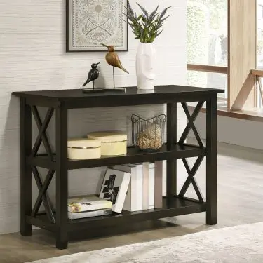 Rachelle 2-Shelf Wood Entryway Console Table Dark Merlot