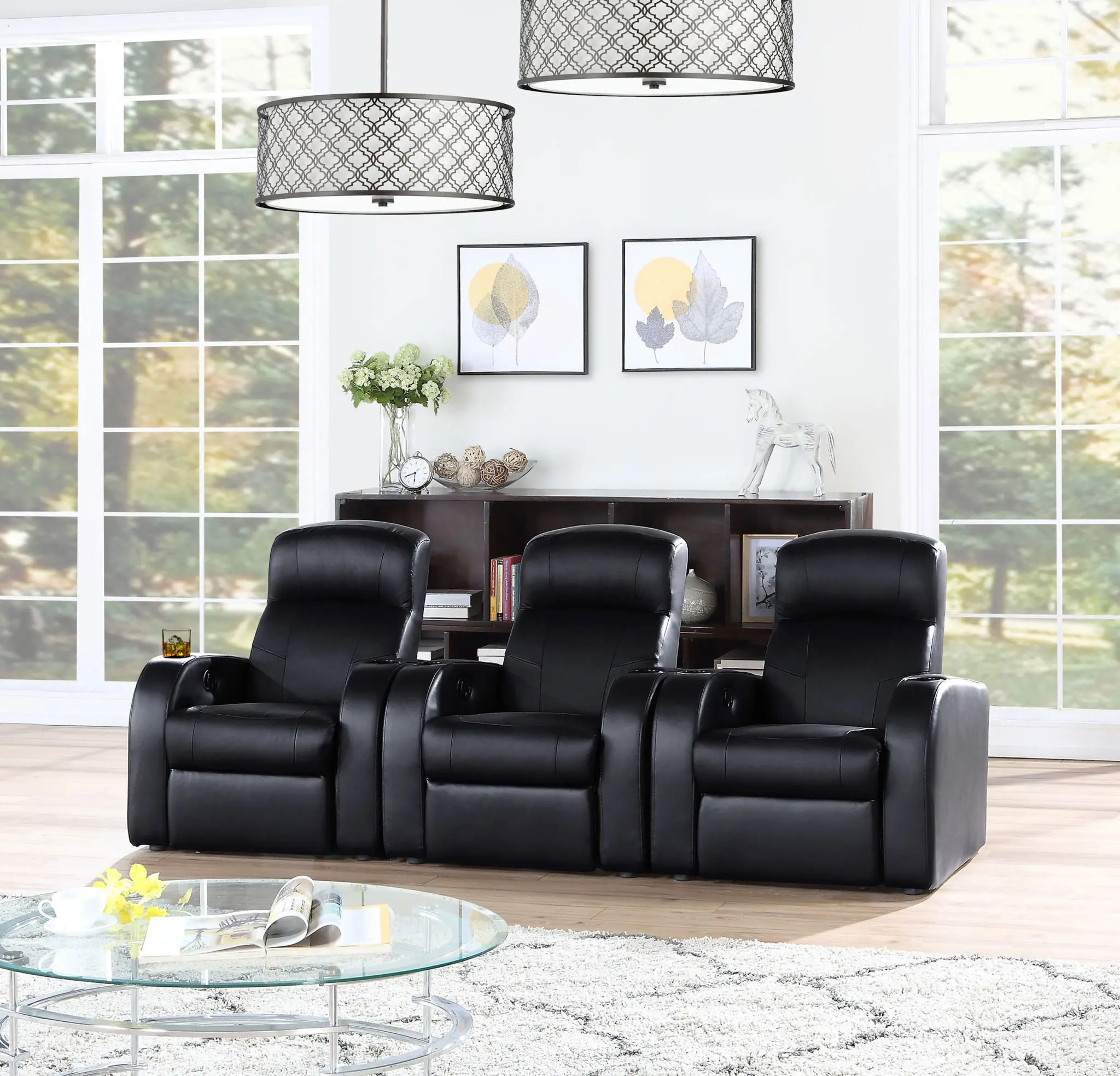 Cyrus 3-Piece Home Theater Seating Leather