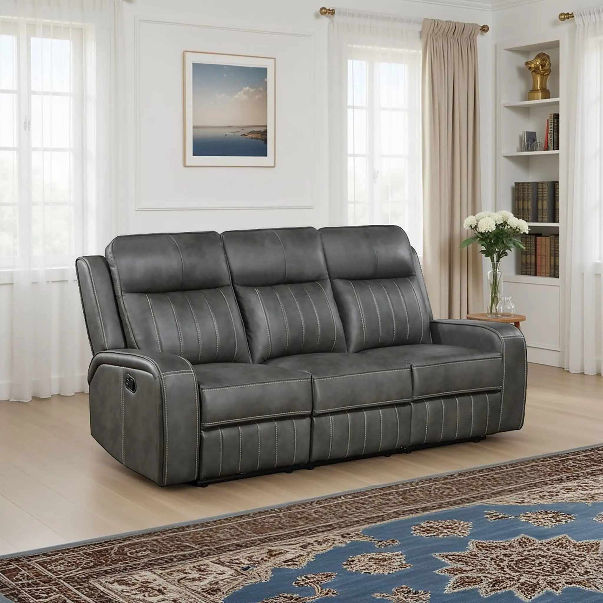 Raelynn Reclining Sofa Grey