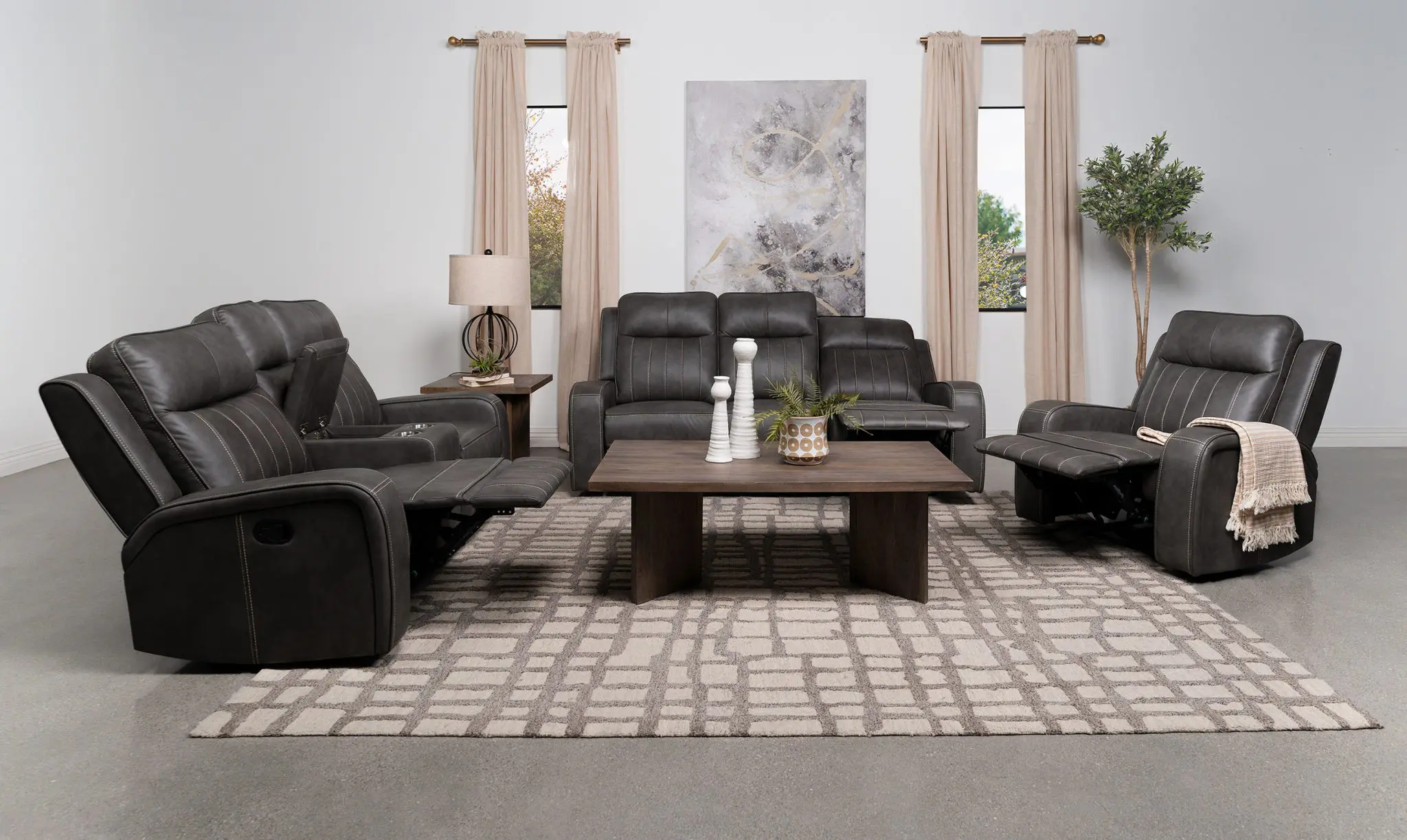 Raelynn Reclining Sofa Grey - Image 12