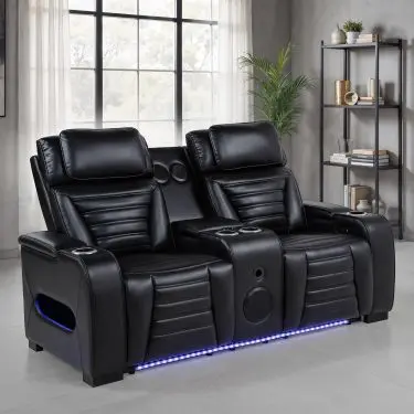 Zuma Dual Power Reclining Loveseat Black