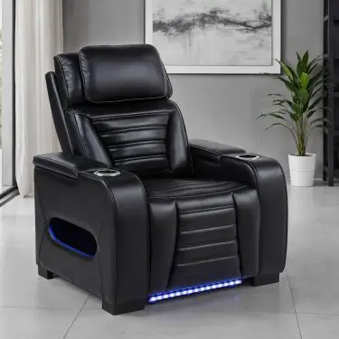 Zuma Dual Power Recliner with Cupholder Storage and LED Black
