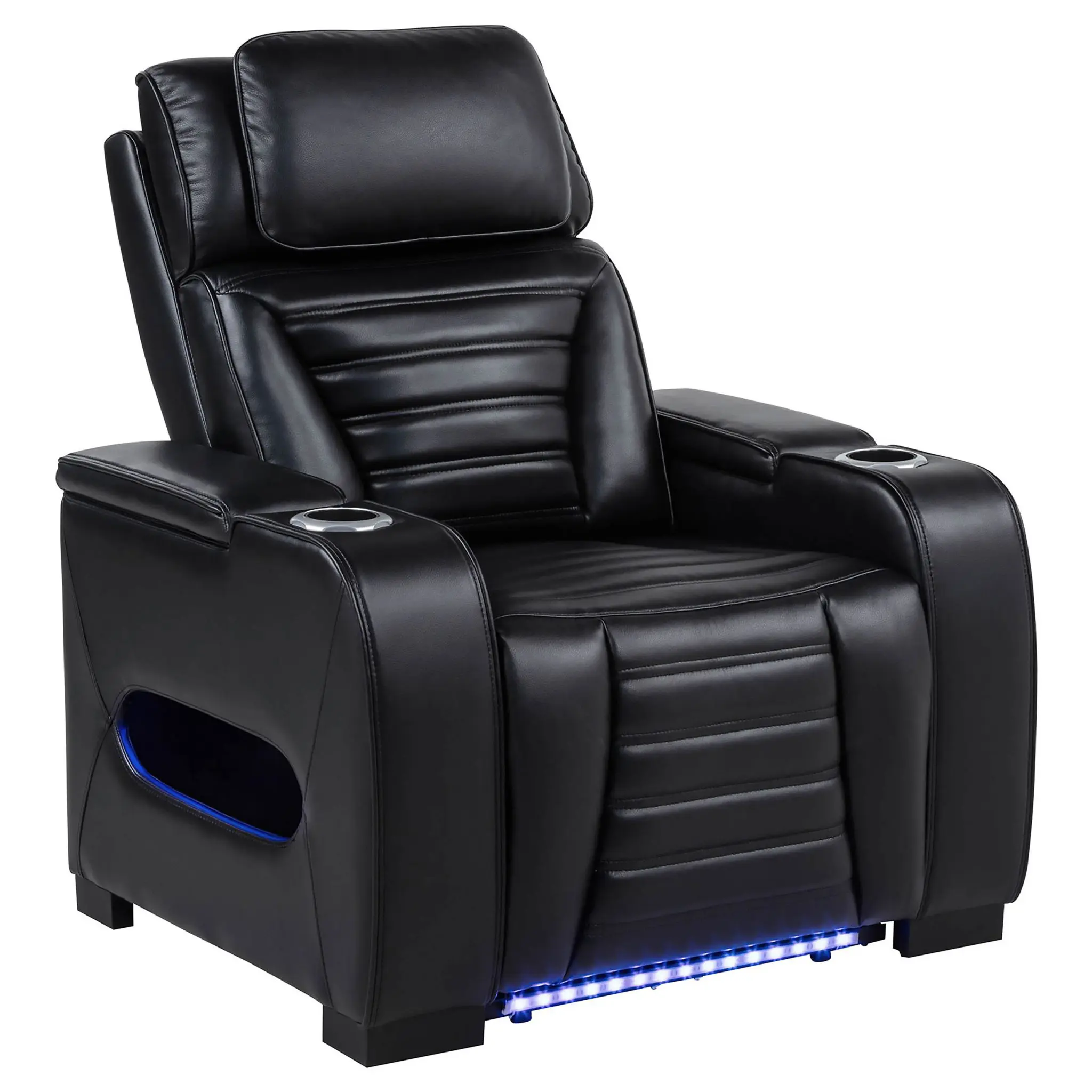 Zuma Dual Power Recliner with Cupholder Storage and LED Black - Image 3