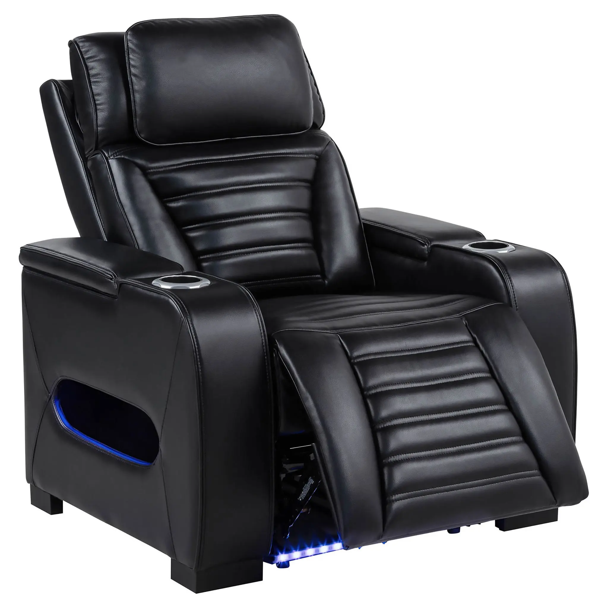 Zuma Dual Power Recliner with Cupholder Storage and LED Black - Image 4