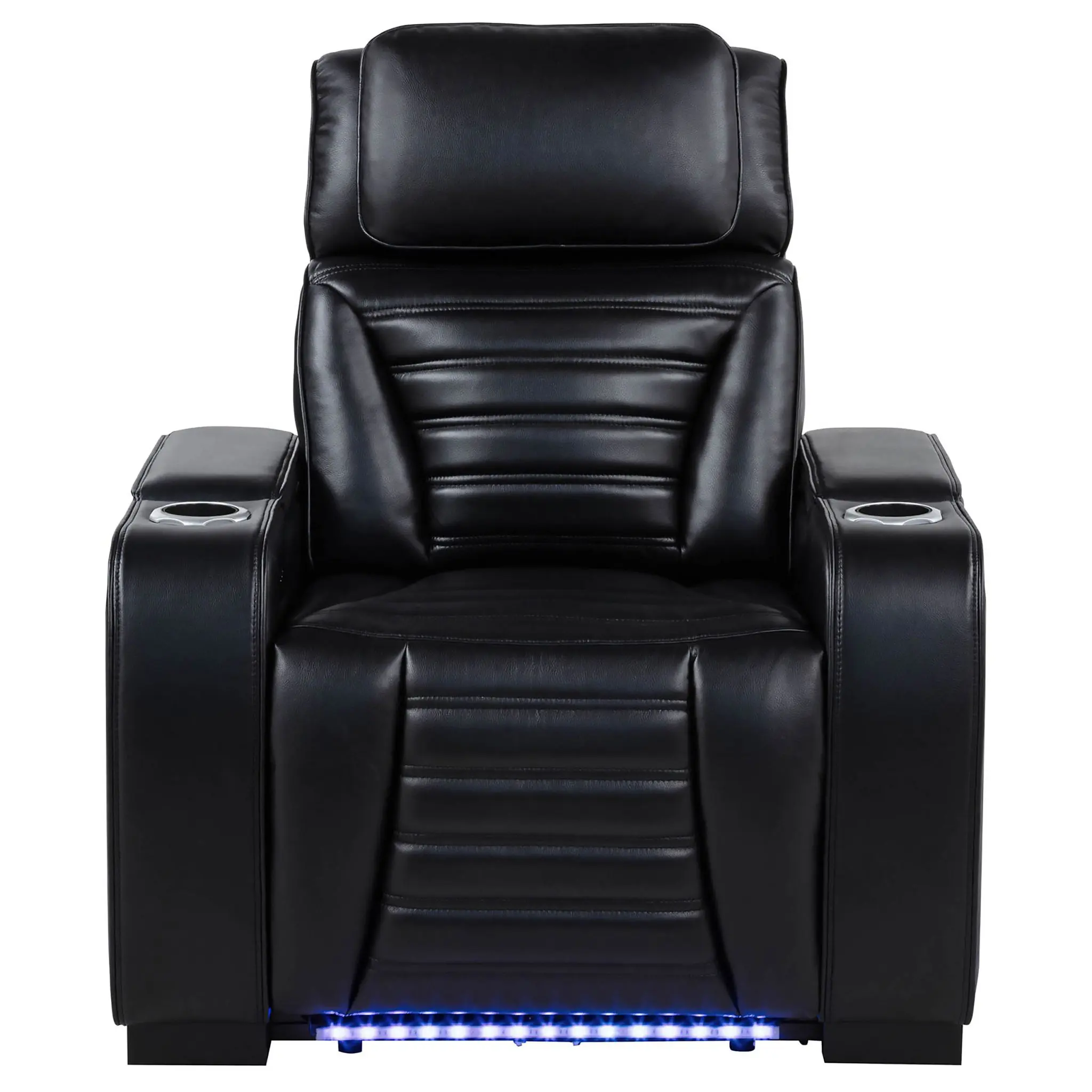 Zuma Dual Power Recliner with Cupholder Storage and LED Black - Image 5