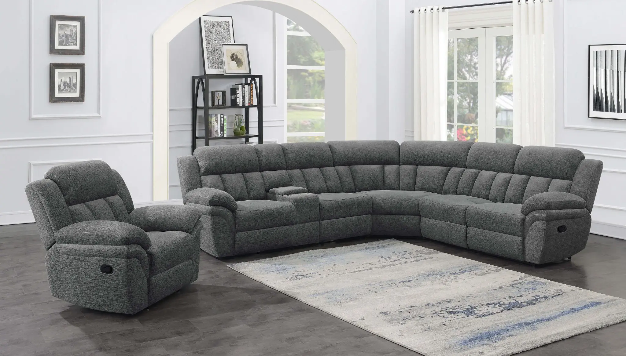 Bahrain 6-Piece Modular Reclining Sectional Charcoal - Image 14