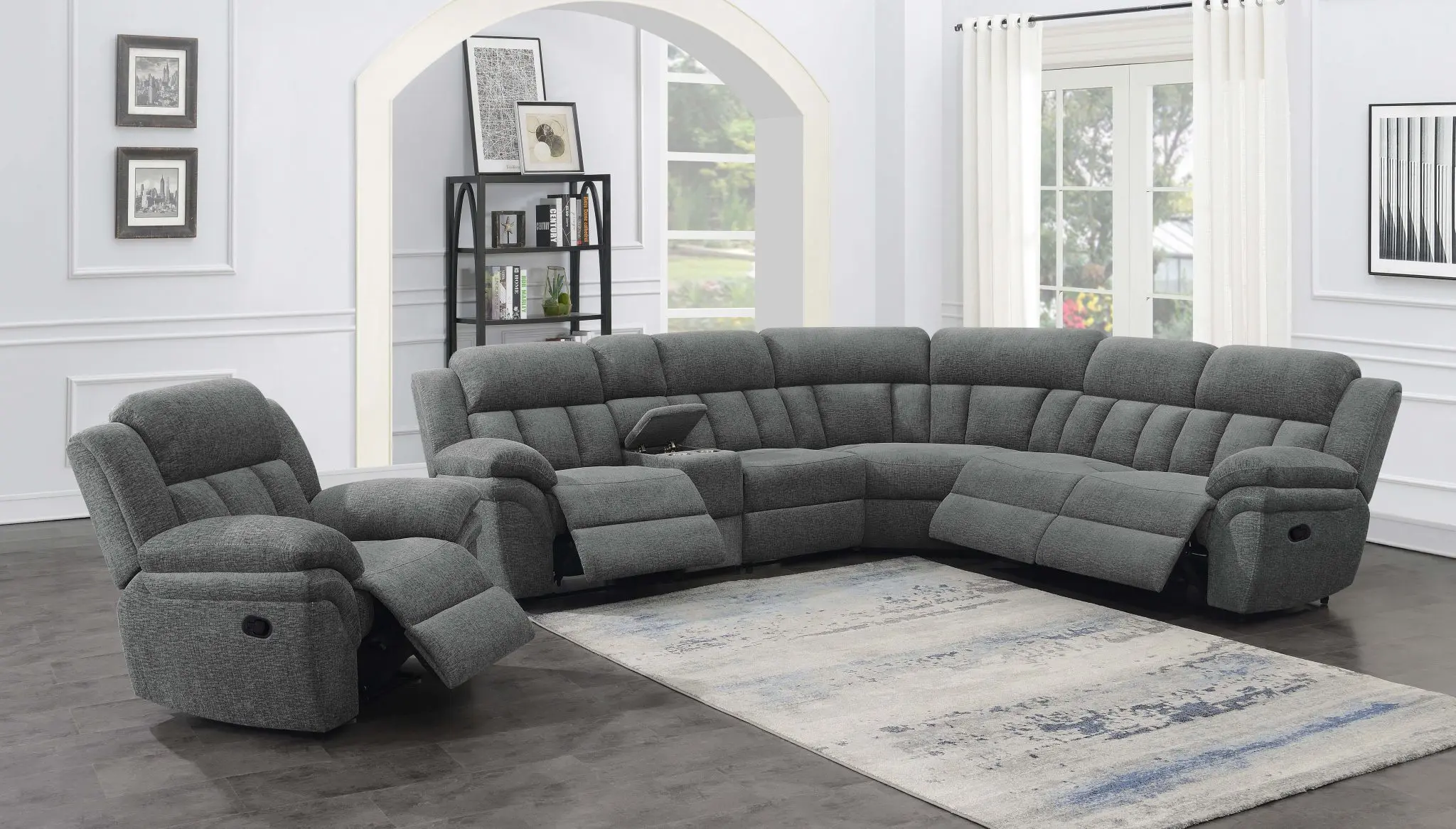 Bahrain 6-Piece Modular Reclining Sectional Charcoal - Image 15