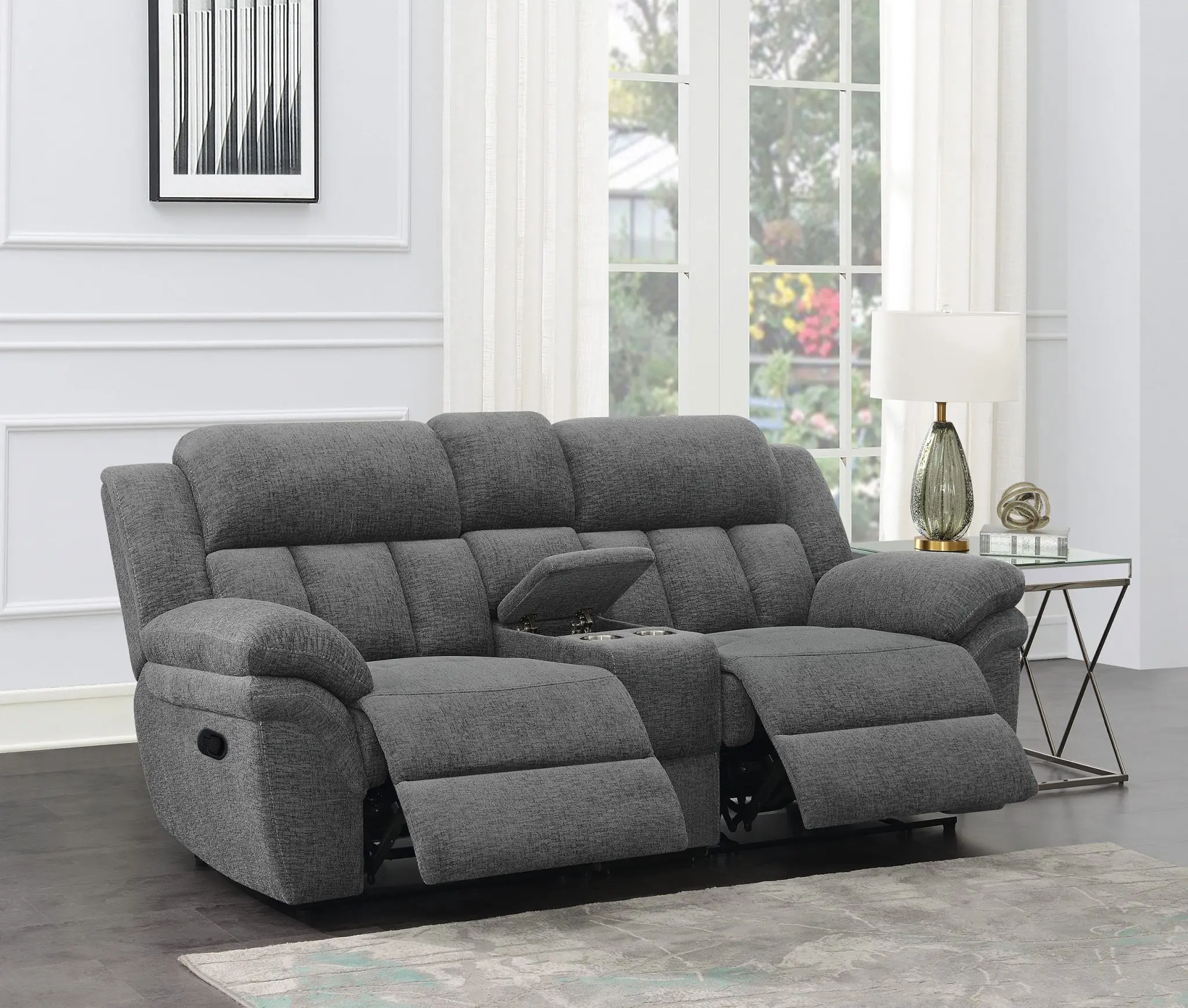 Bahrain Motion Loveseat Charcoal - Image 2