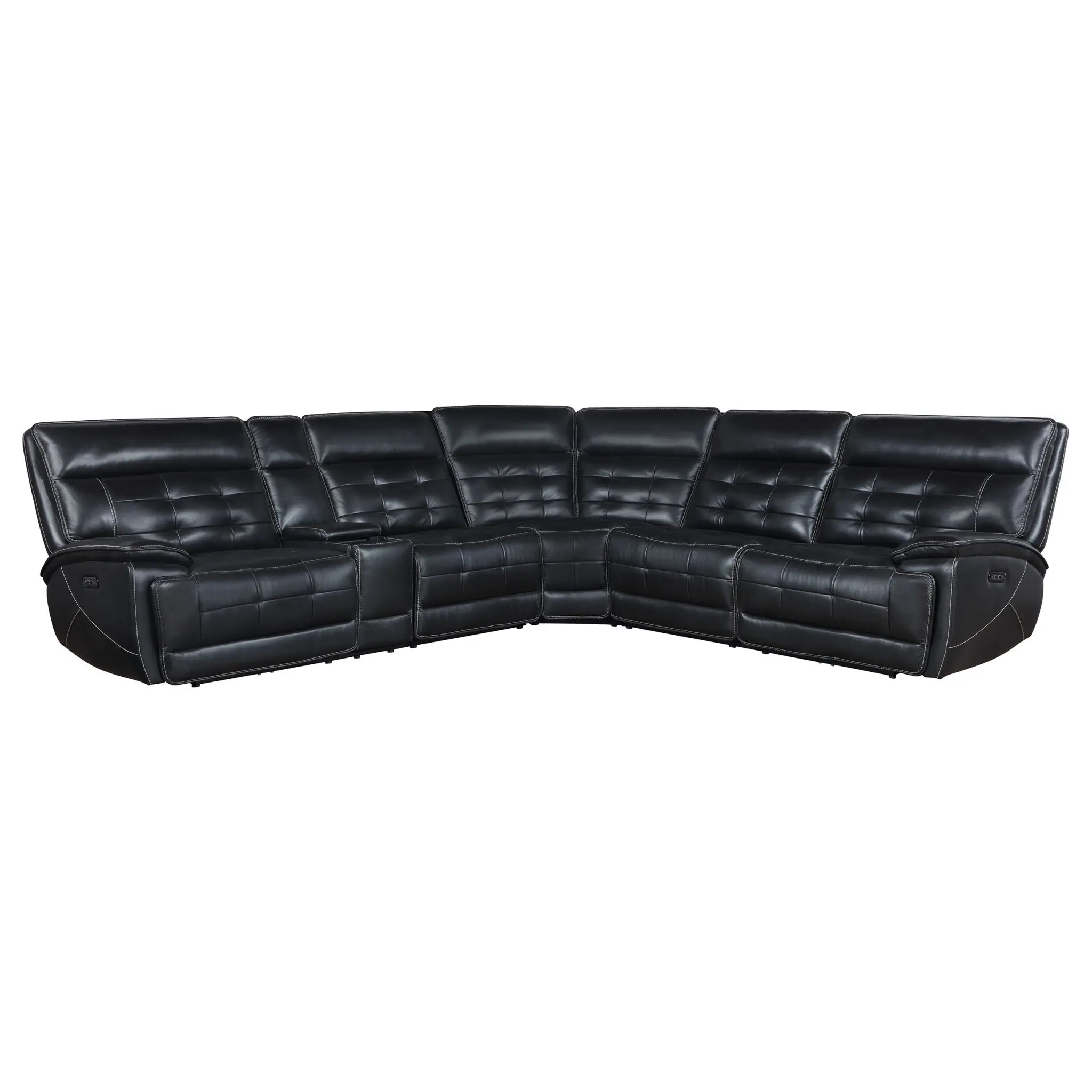 Hewitt Leather Dual Power Reclining Sectional Black - Image 3