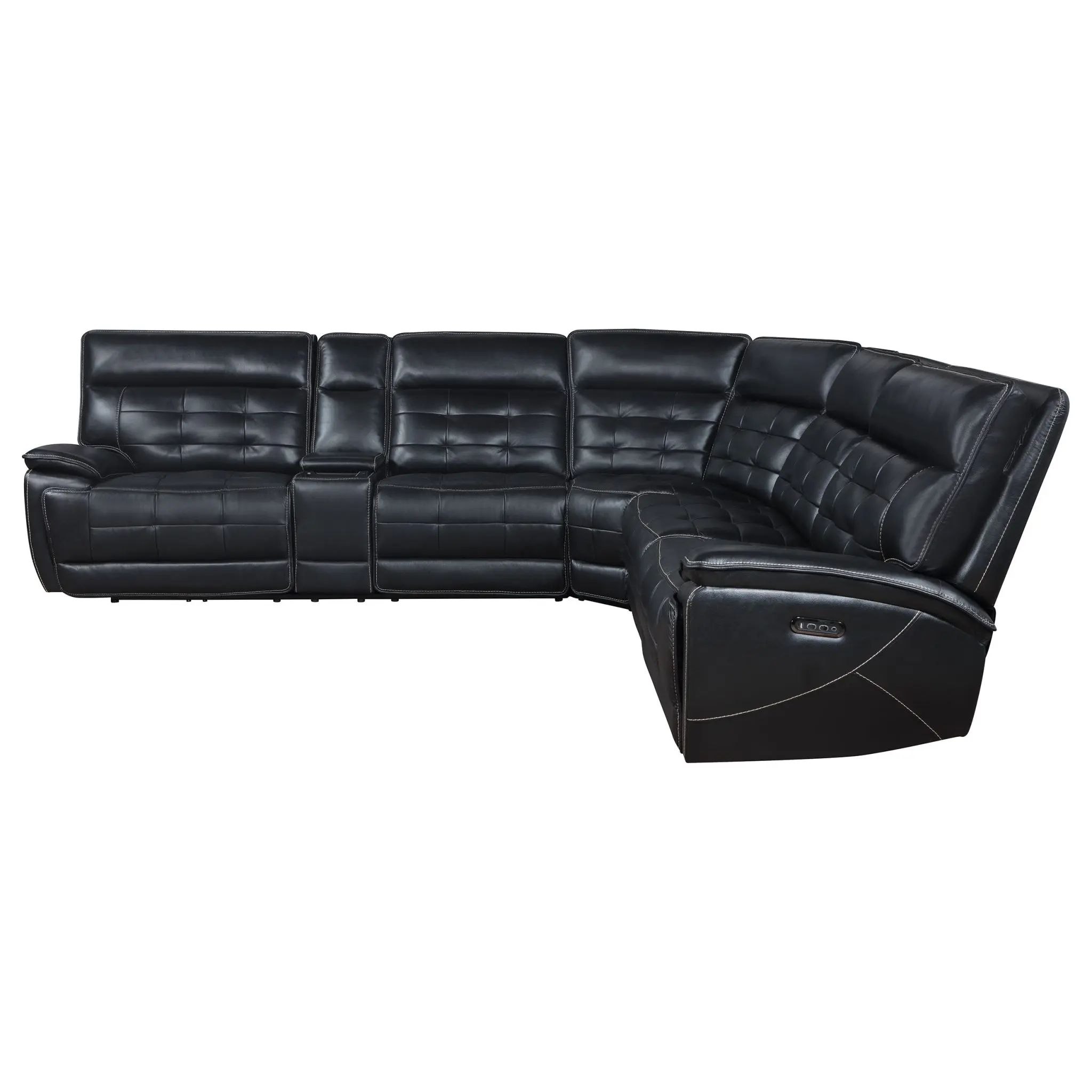 Hewitt Leather Dual Power Reclining Sectional Black - Image 5