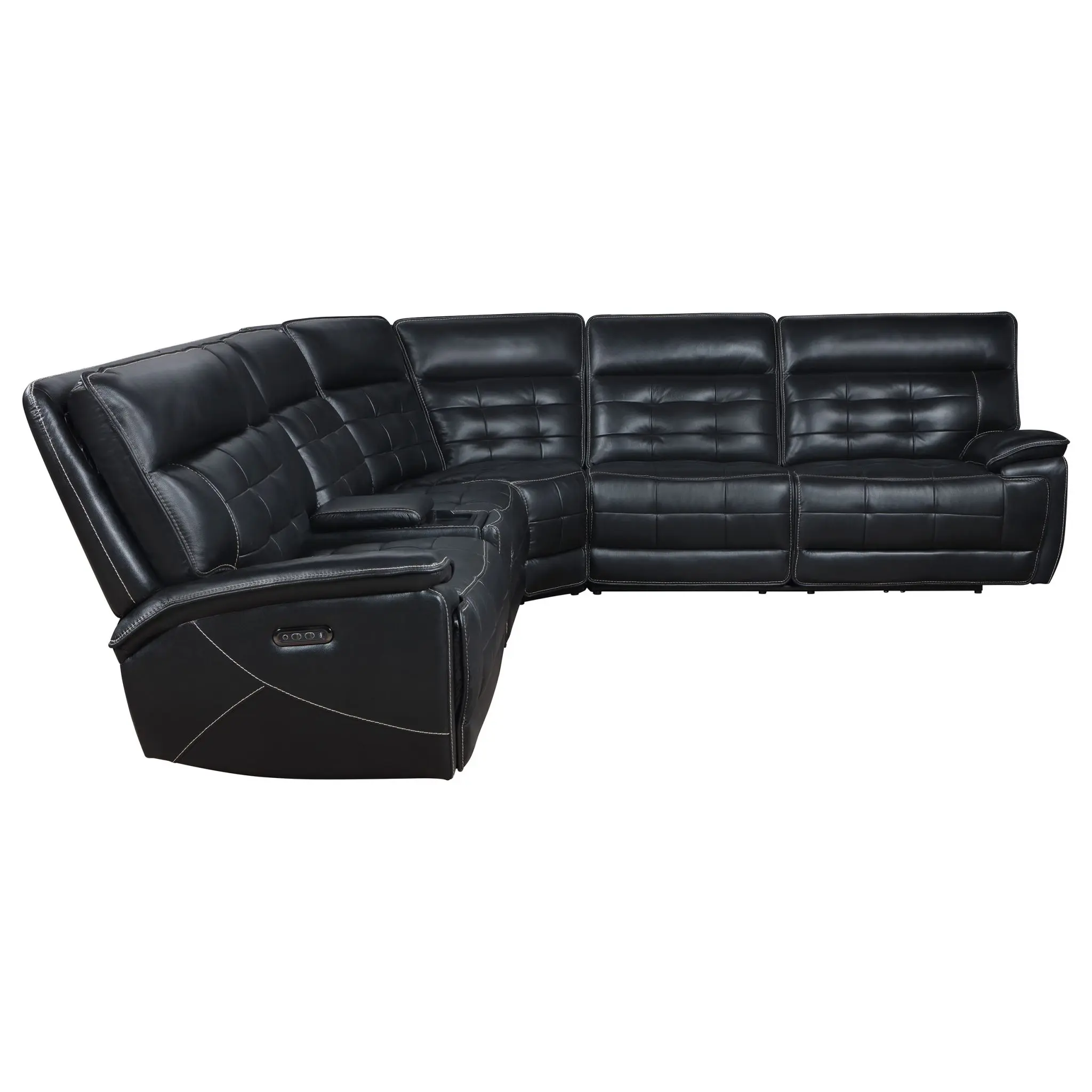 Hewitt Leather Dual Power Reclining Sectional Black - Image 7