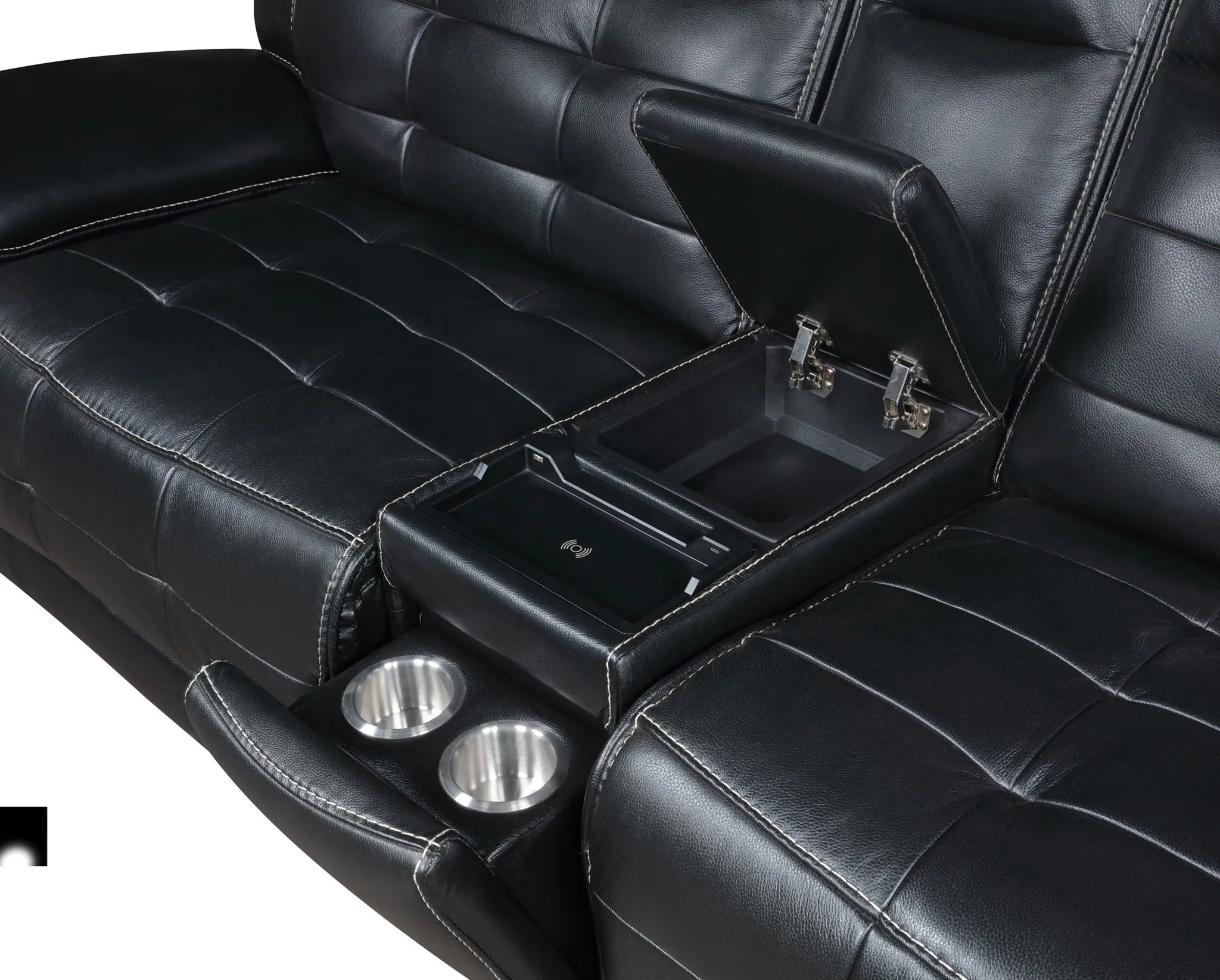 Hewitt Leather Dual Power Reclining Sectional Black - Image 8