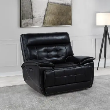 Hewitt Leather Dual Power Recliner Chair Black