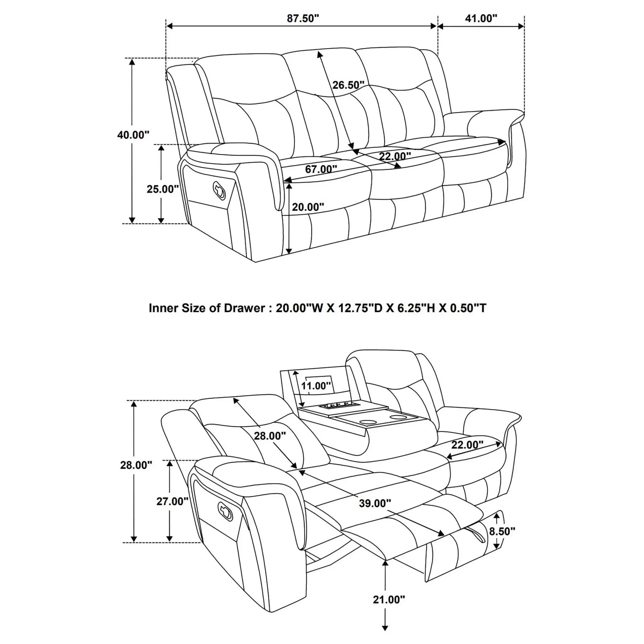 Conrad Motion Sofa Grey - Image 12