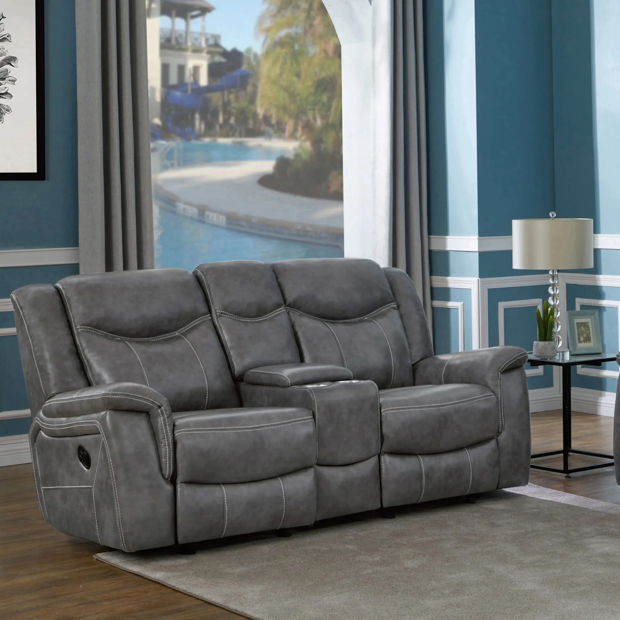 Conrad Glider Loveseat Grey