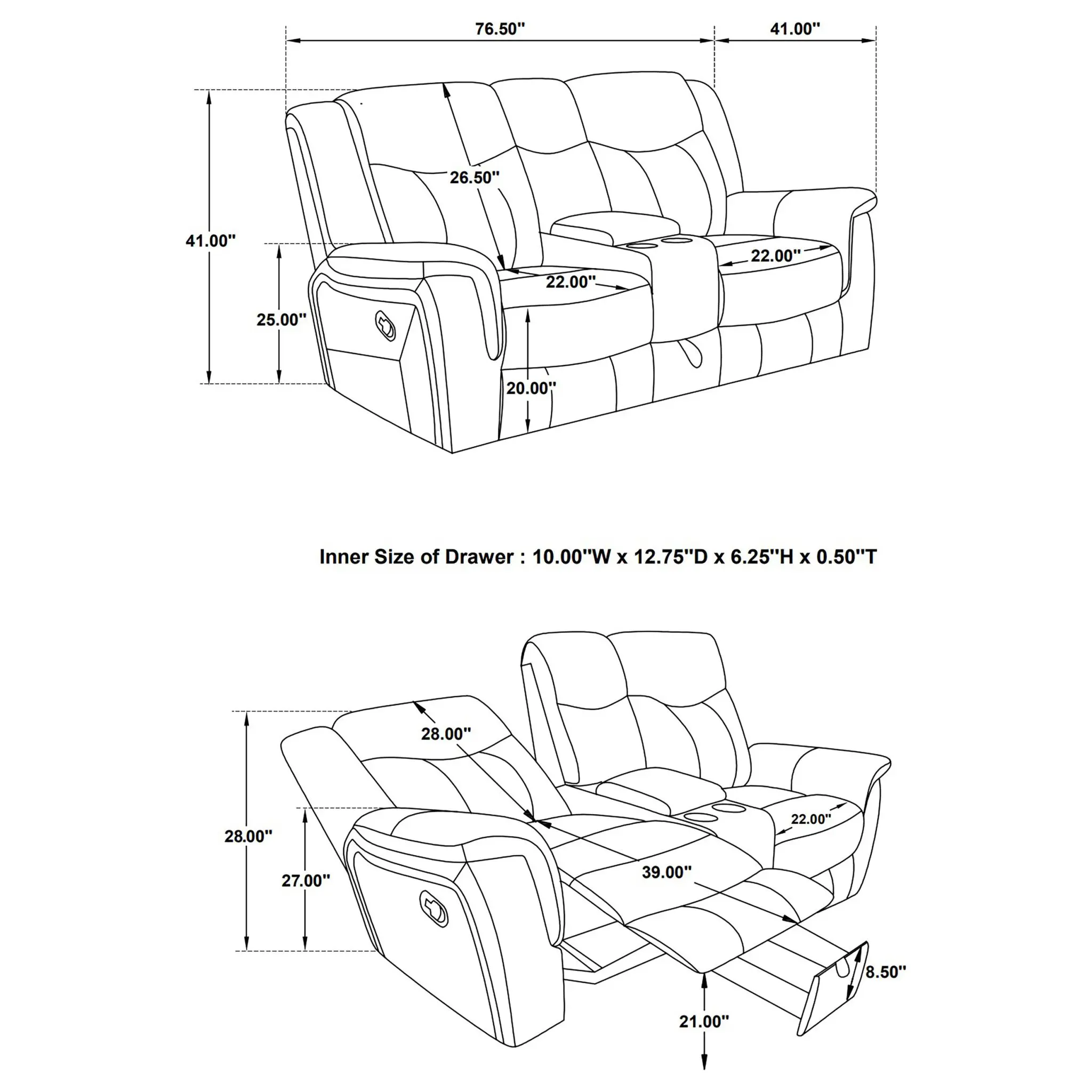Conrad Glider Loveseat Grey - Image 14