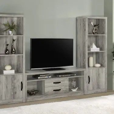Burke 3-Piece 59-inch Entertainment Center Grey Driftwood