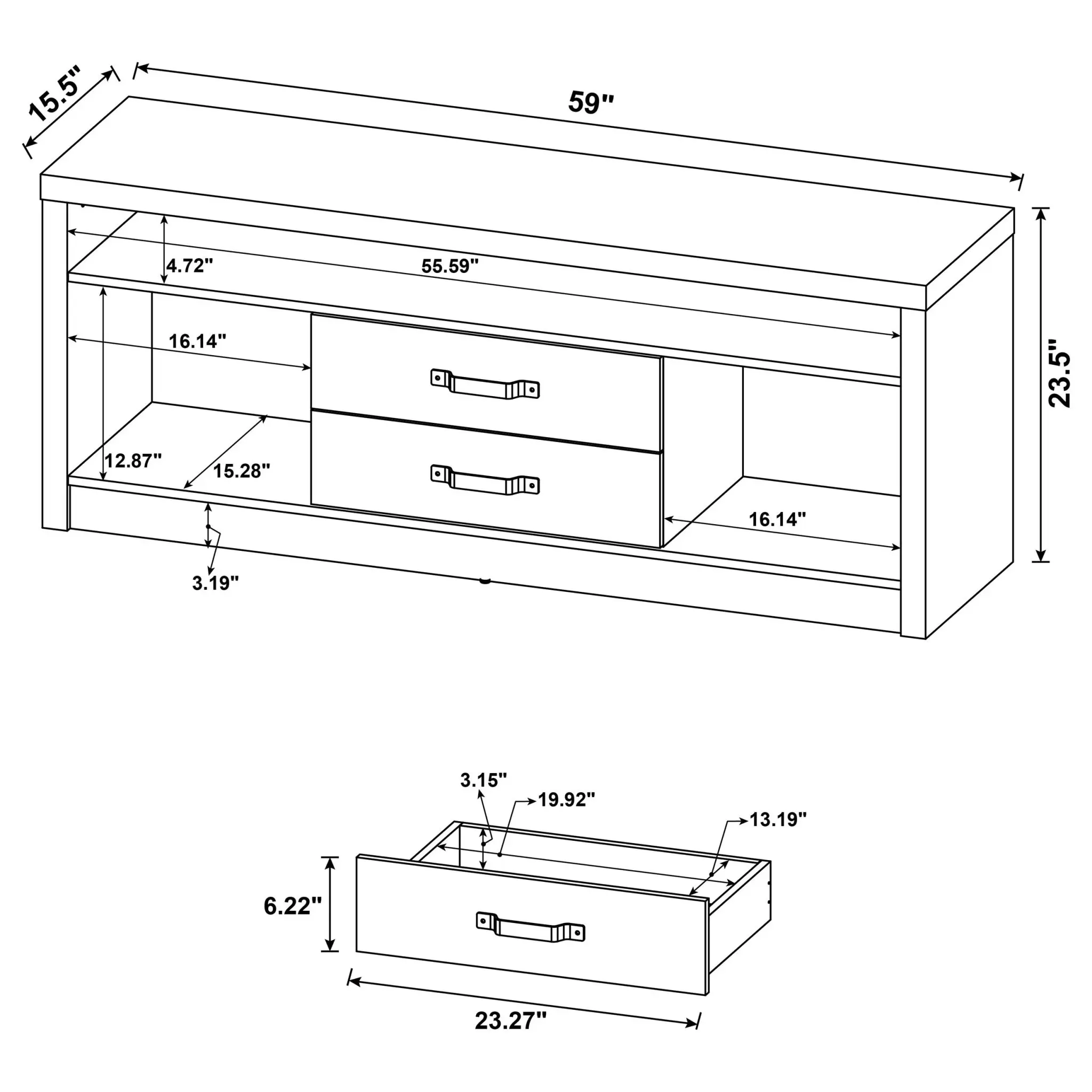 Burke 3-Piece 59-inch Entertainment Center Grey Driftwood - Image 17