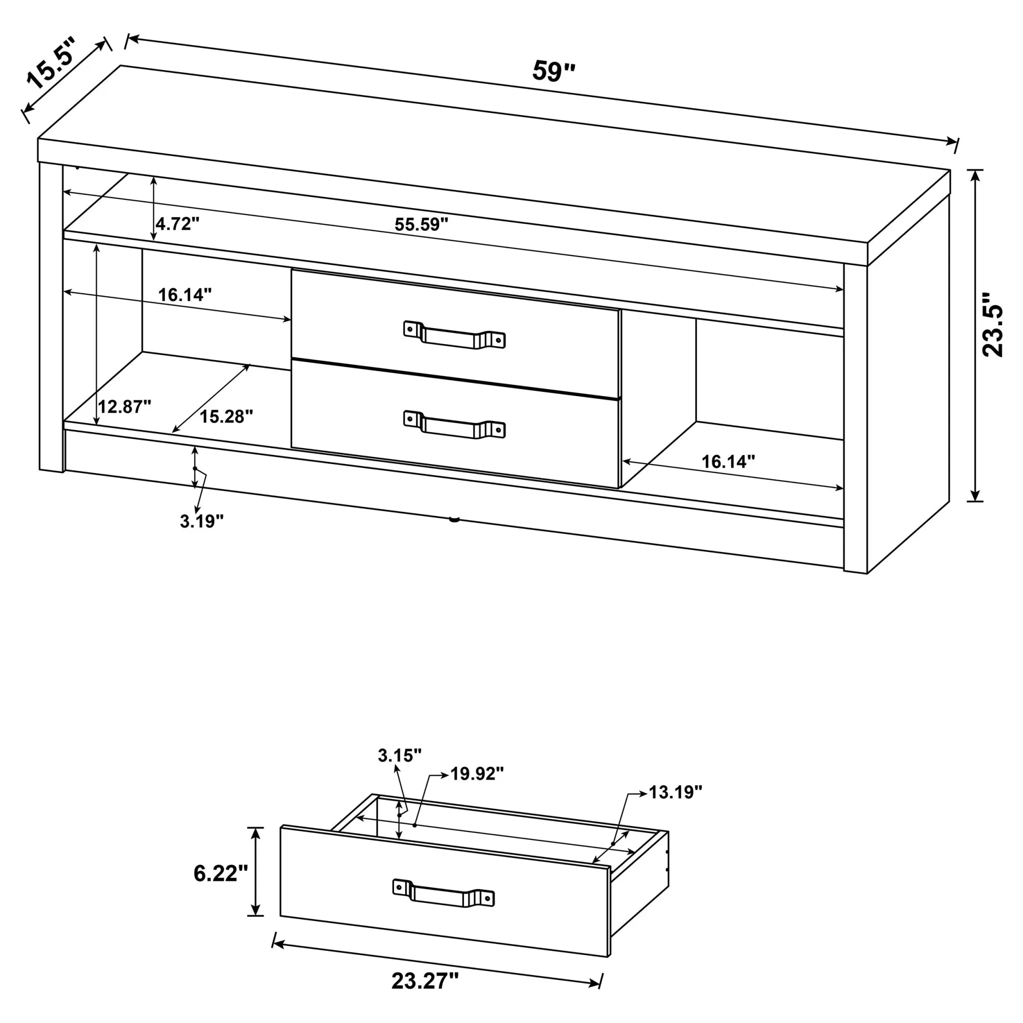Burke 59-inch TV Stand Grey Driftwood - Image 10