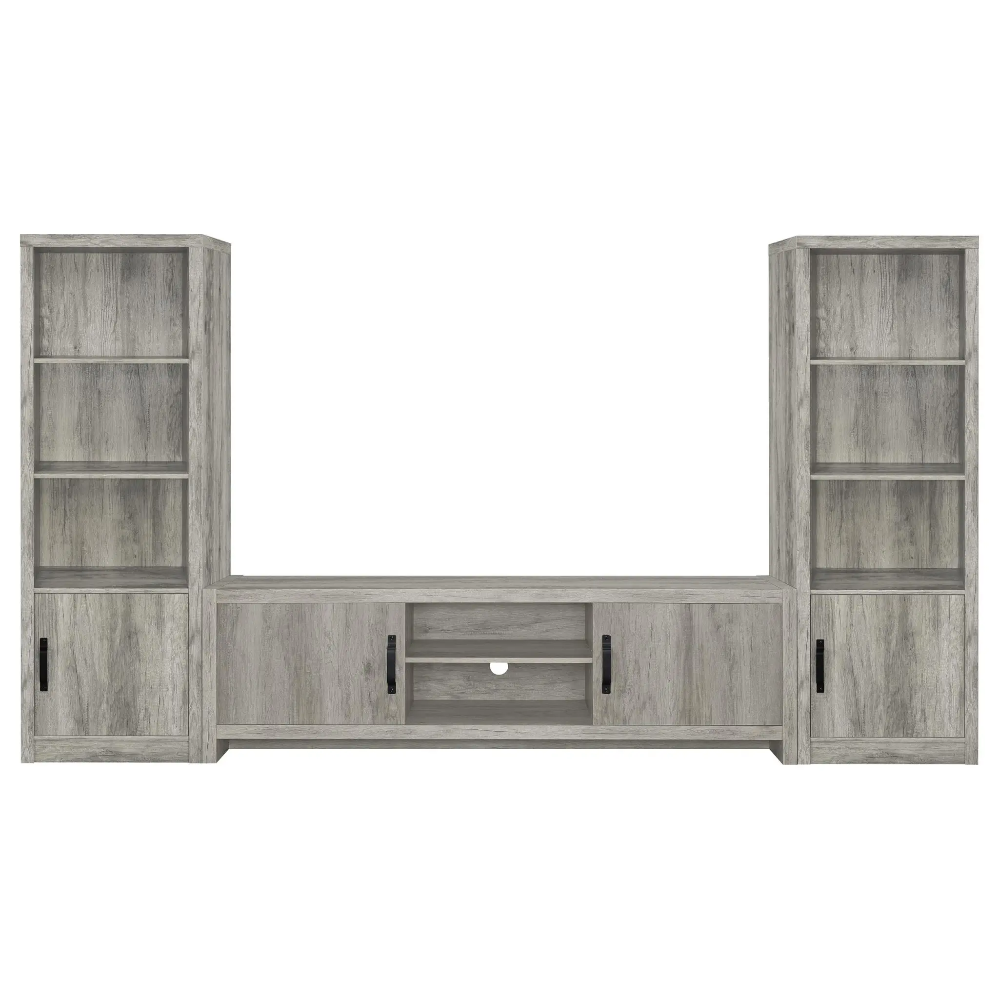 Burke 3-Piece Entertainment Center for 77-inch TVs Grey Driftwood - Image 2