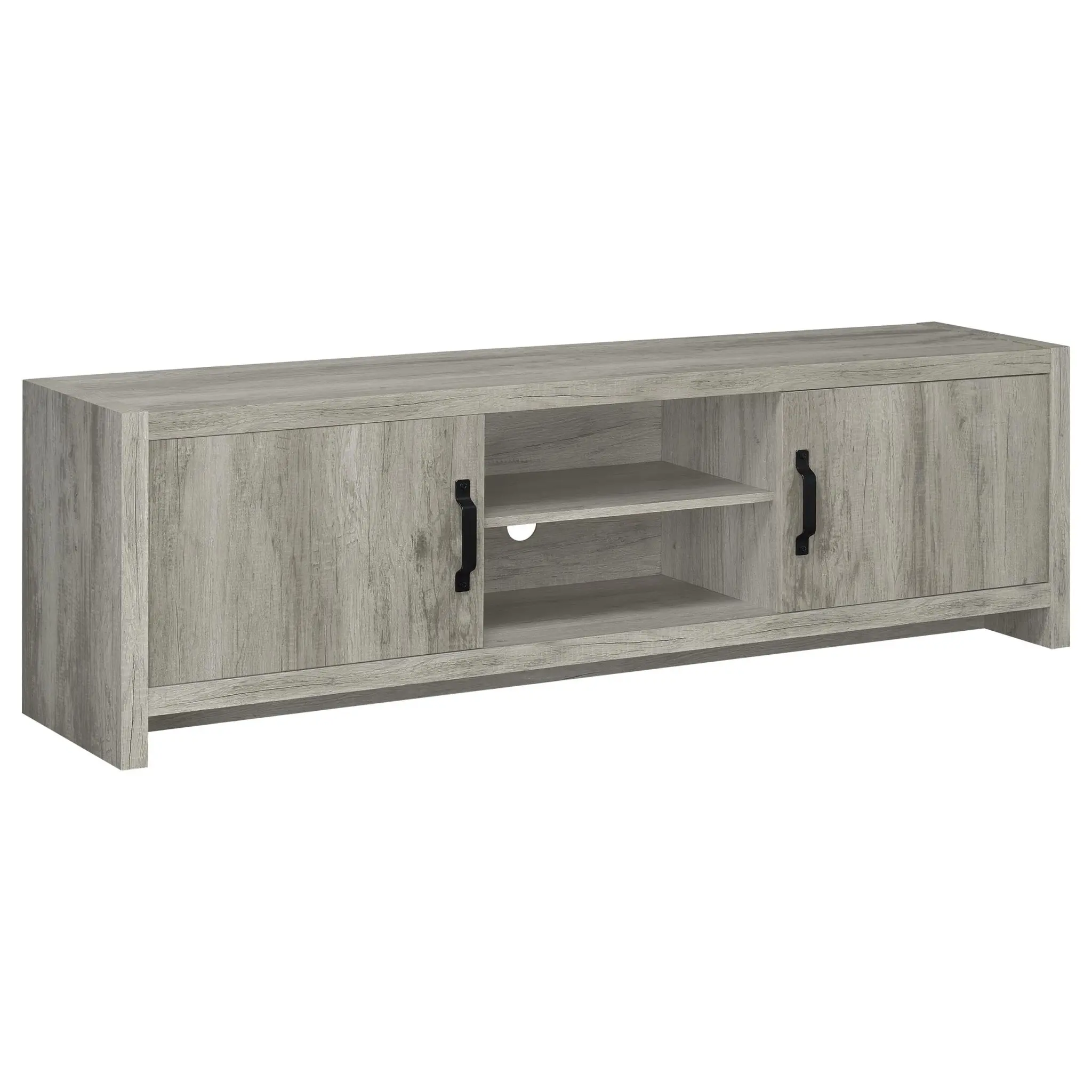 Burke 3-Piece Entertainment Center for 77-inch TVs Grey Driftwood - Image 3