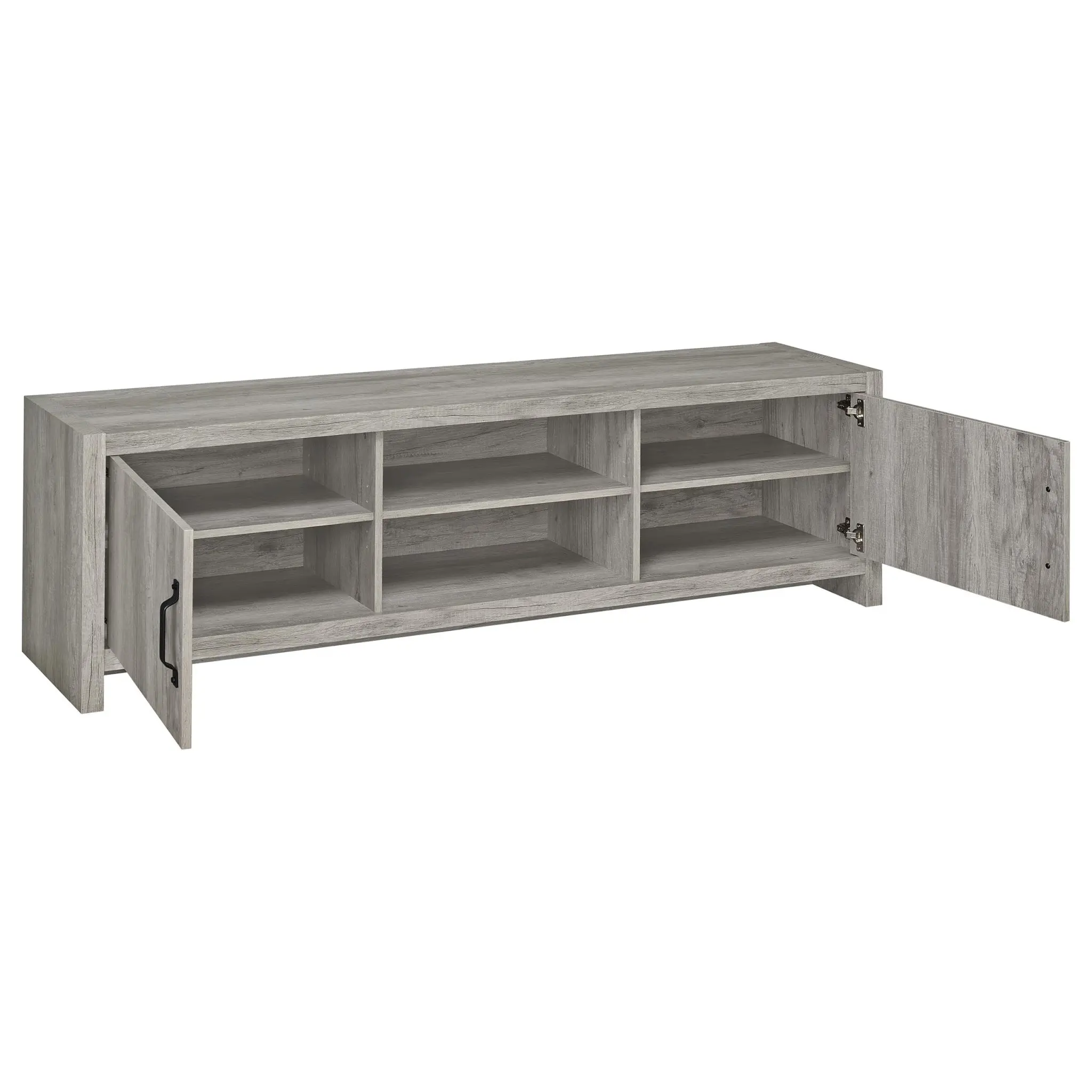 Burke 3-Piece Entertainment Center for 77-inch TVs Grey Driftwood - Image 4