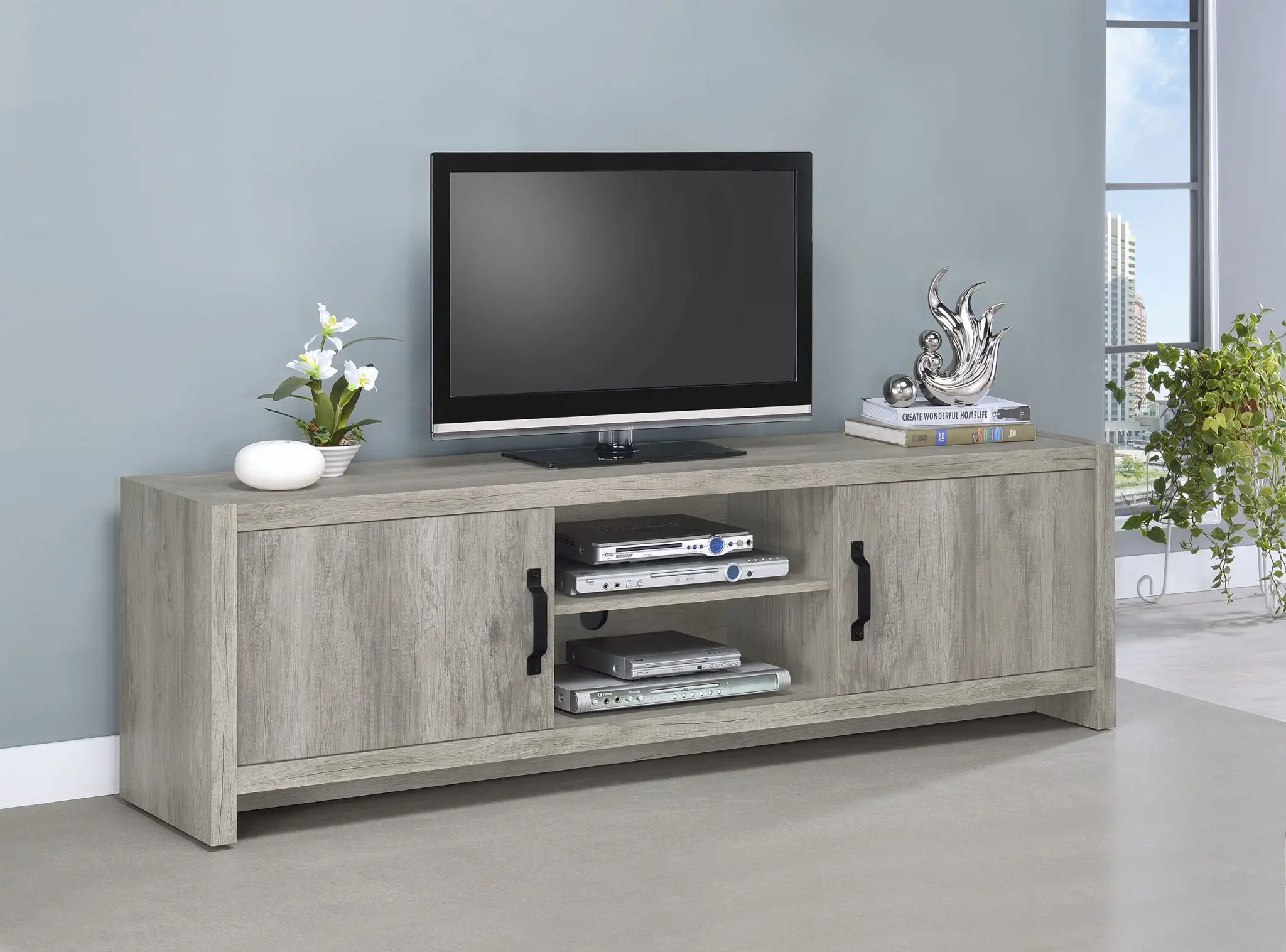 Burke 71-inch TV Stand Grey Driftwood